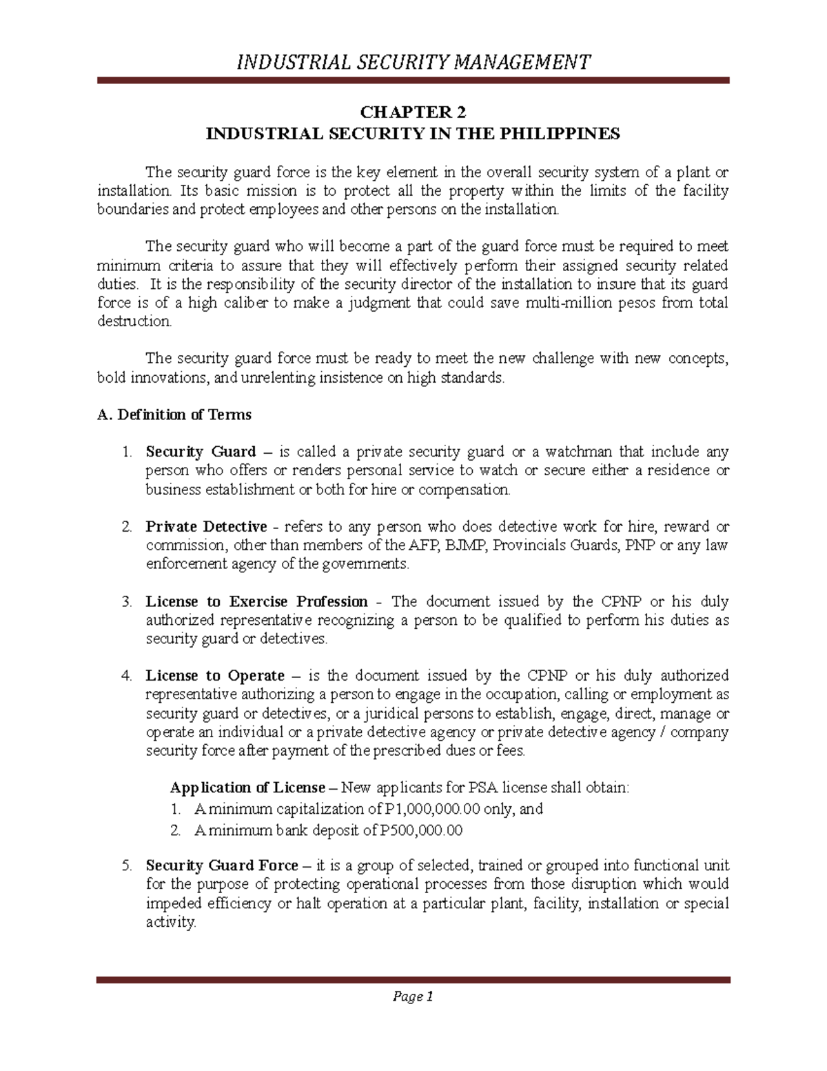 389471496 Security in the Philippines CHAPTER 2 INDUSTRIAL SECURITY