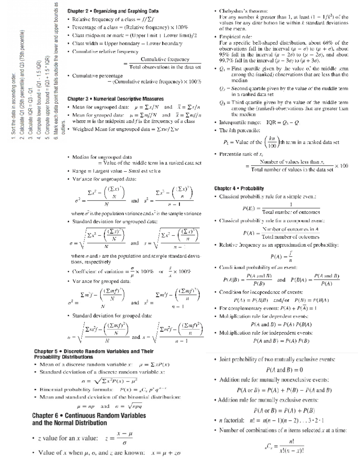 Cheat Sheet for Midterm - Math 215 - Studocu