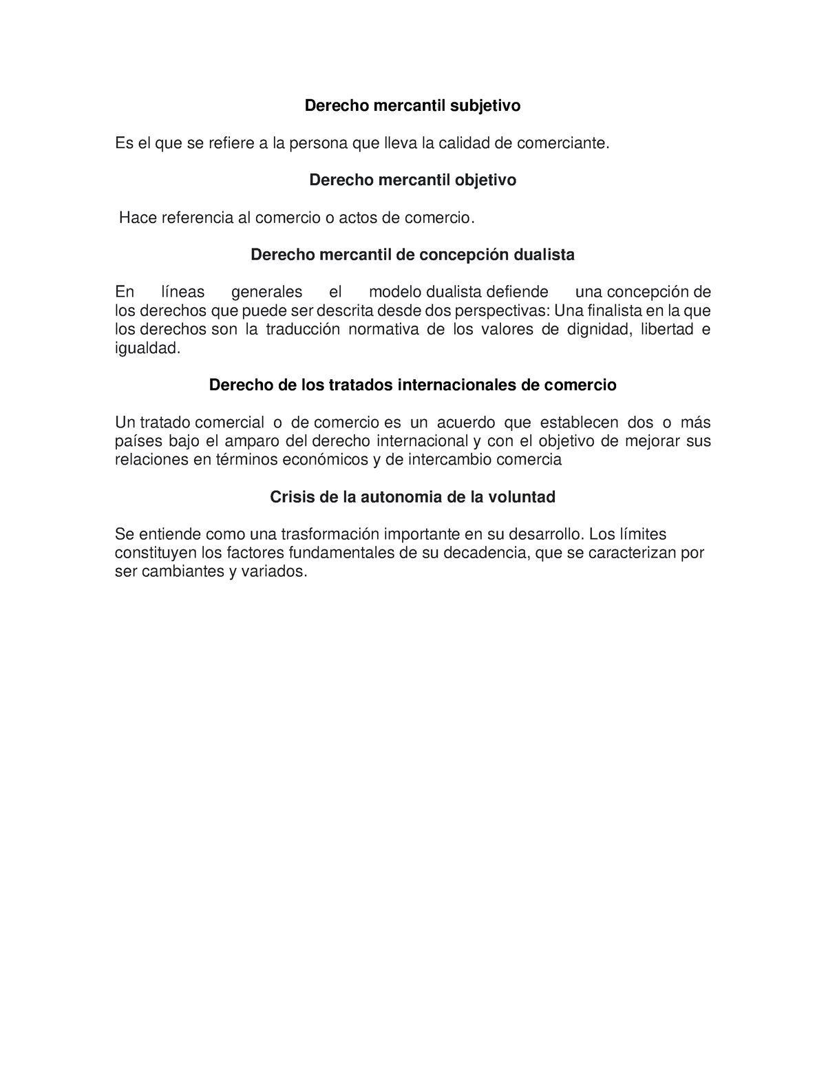 Derecho mercantil subjetivo - Derecho mercantil objetivo Hace referencia al  comercio o actos de - Studocu