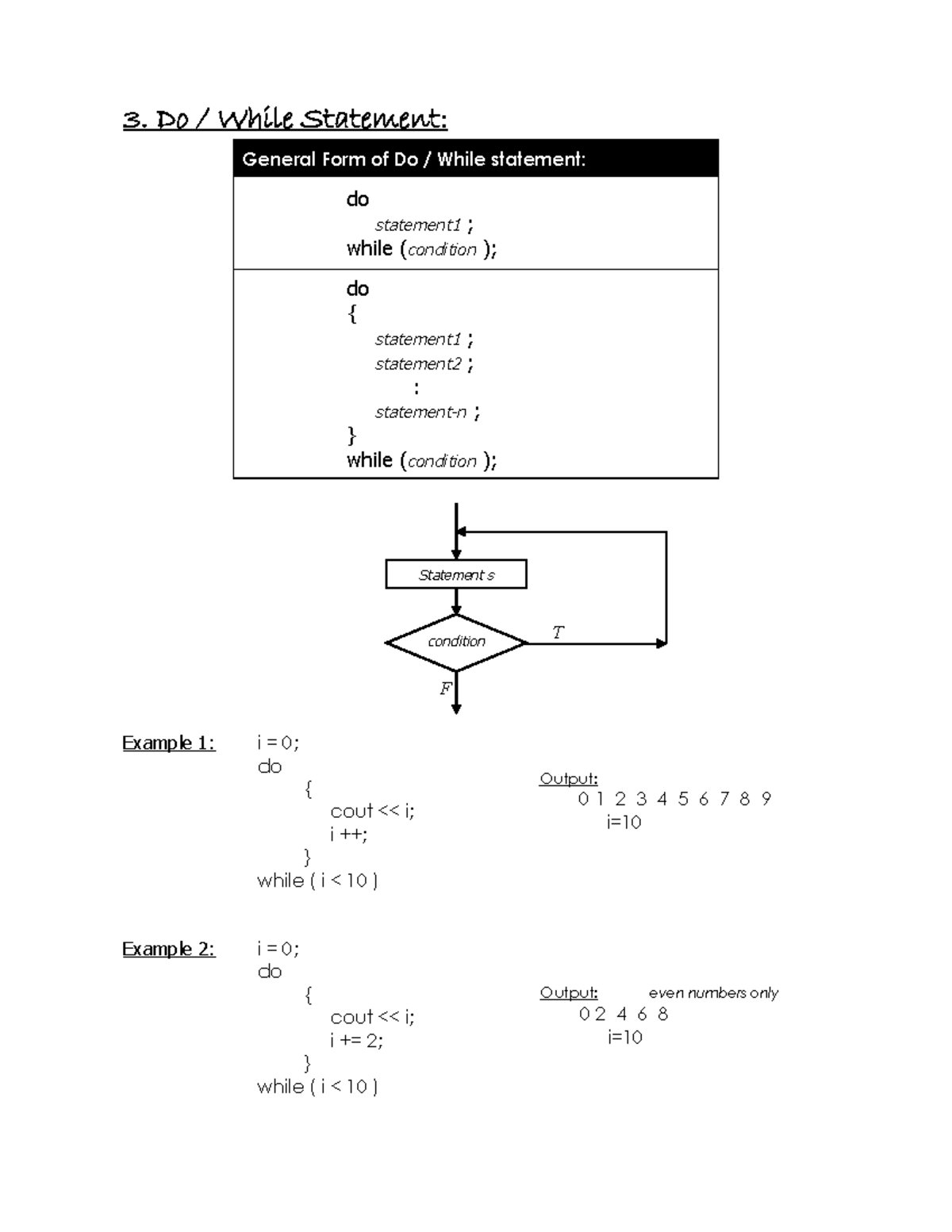 Do while - 3. Do / While Statement: General Form of Do / While ...