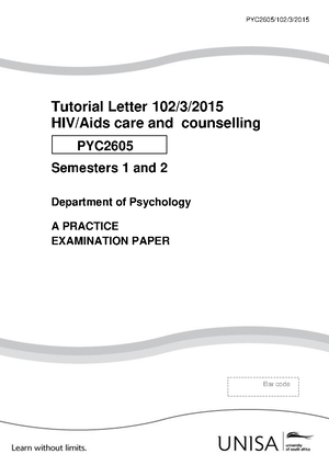 PYC2605-Tutorial-202 - PYC2605/202/2/ Tutorial Letter 202/2/ HIV/Aids ...