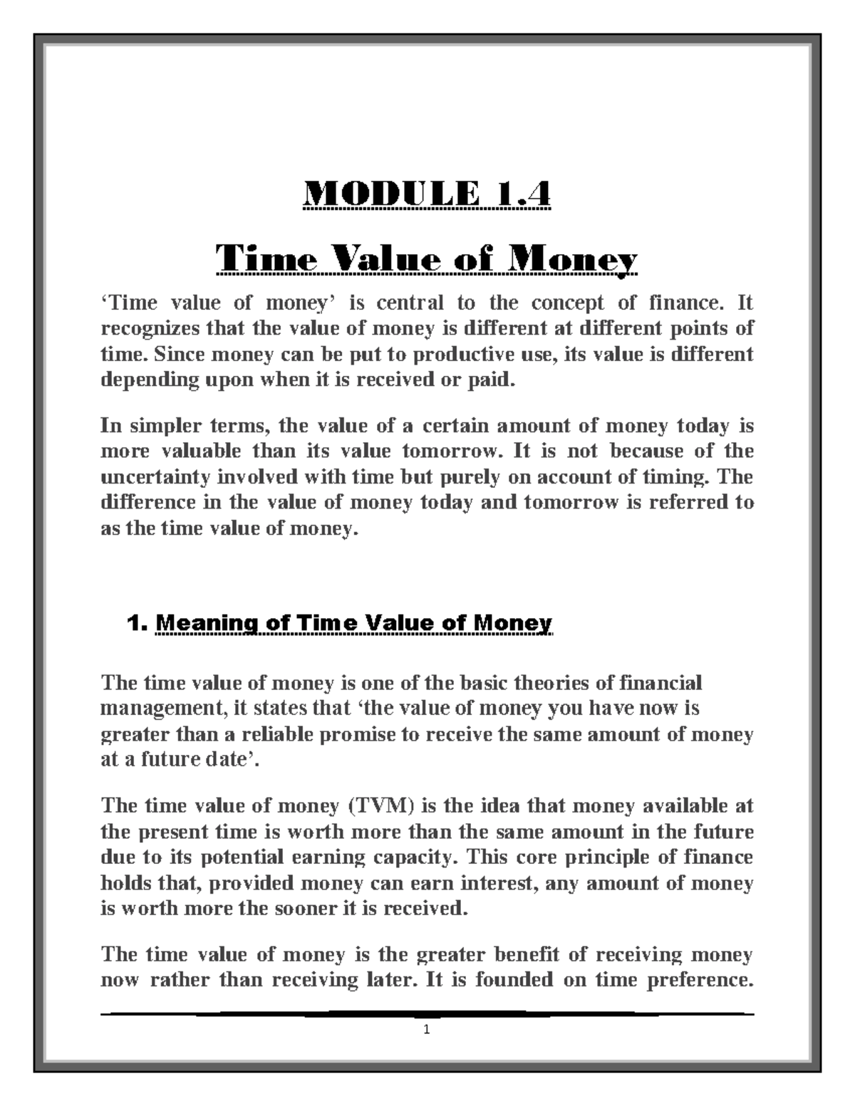 time-value-of-money-tvm-1-module-1-time-value-of-money-time-value