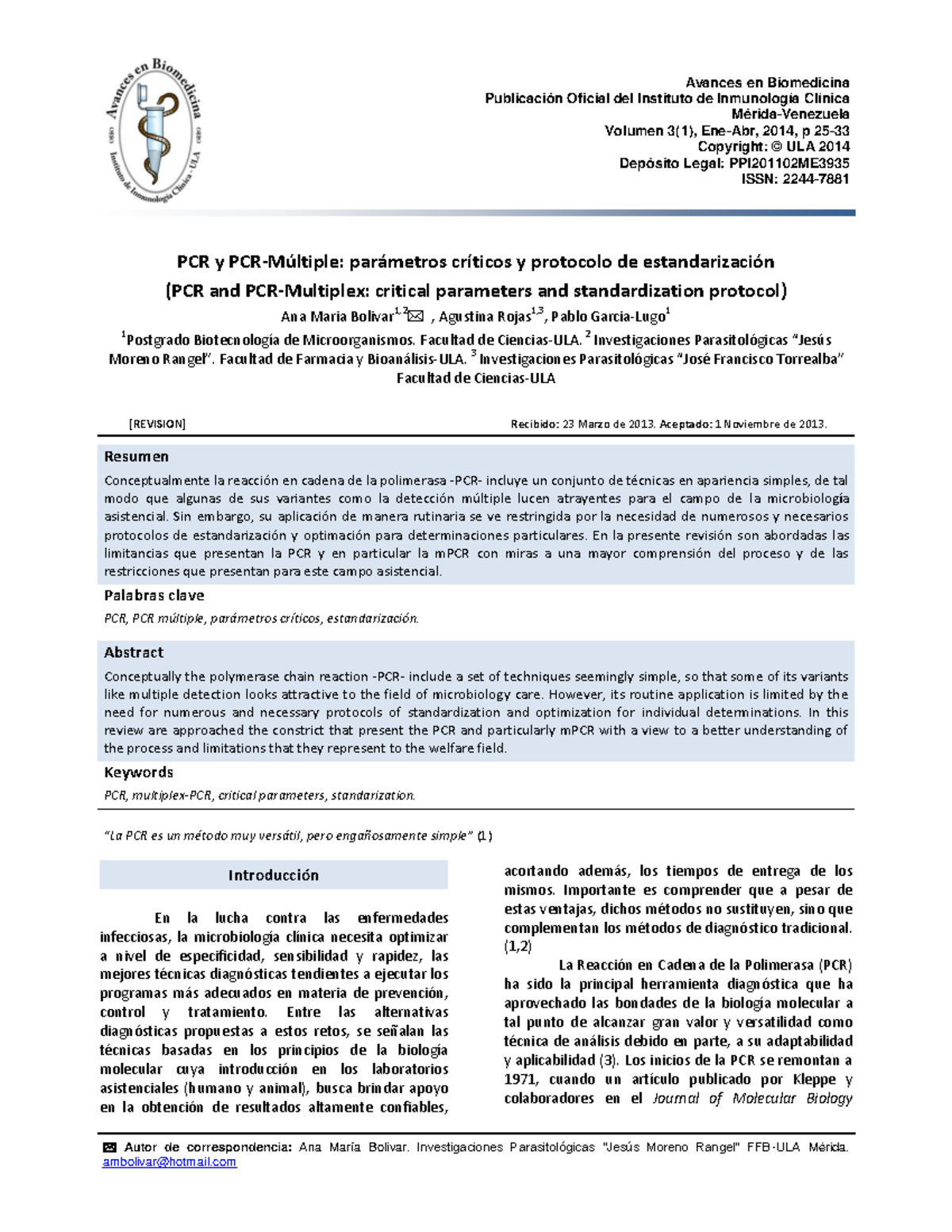 PCR+y+PCR-M%C3%BAltiple+par%C3%A1metros+cr%C3%ADticos+y+protocolo+de ...