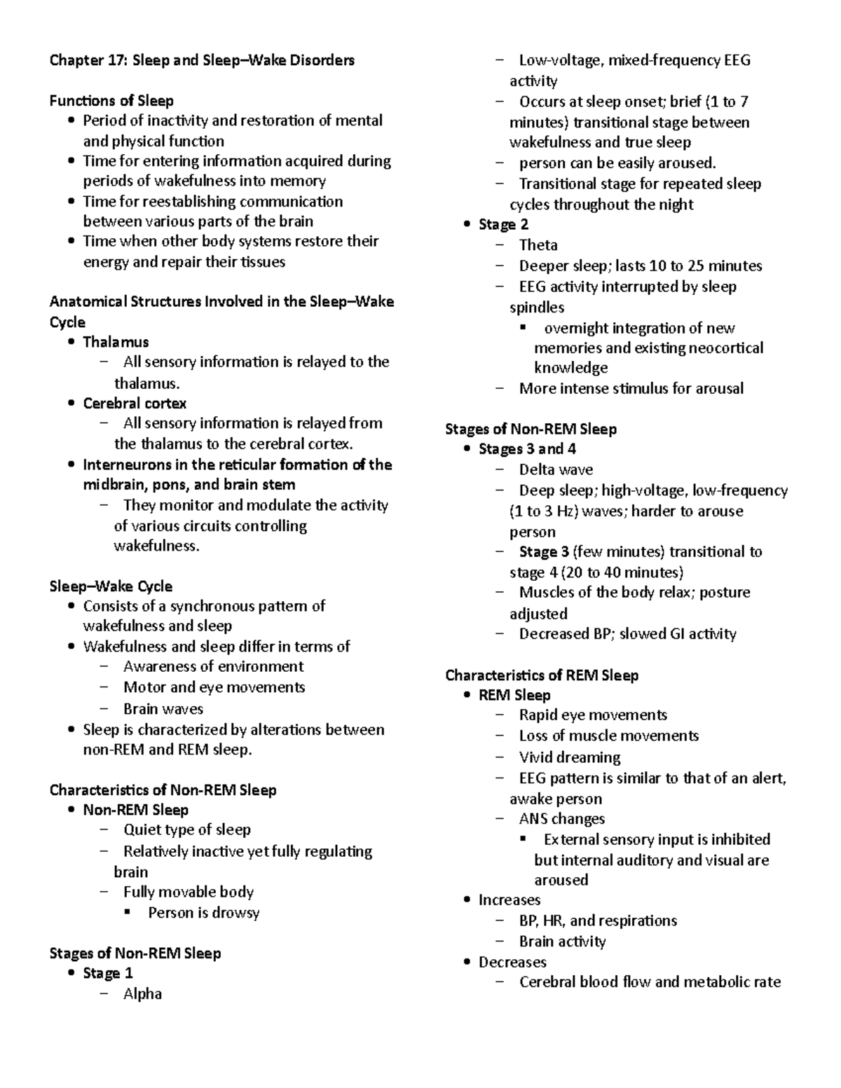 Chapter 17 Sleep And Sleep Wake Disorders Chapter 17 Sleep And