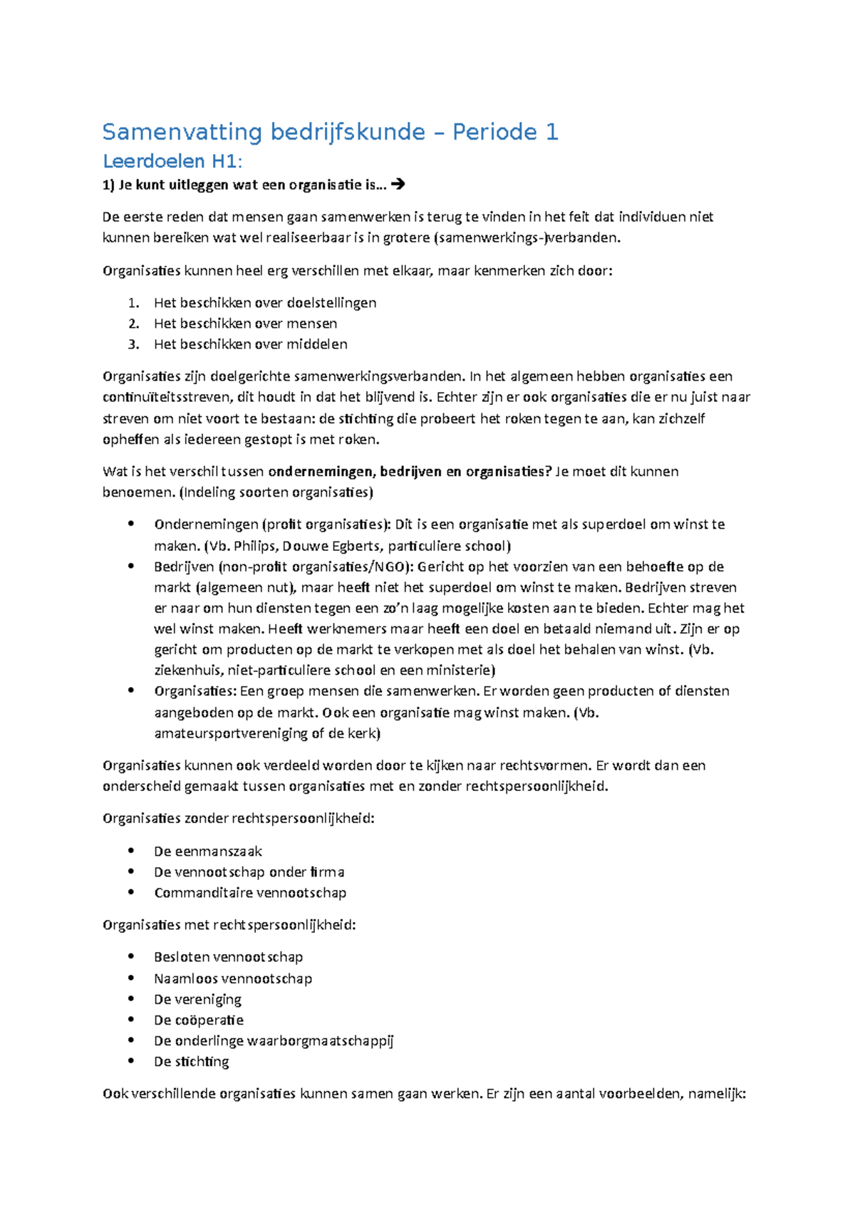 Samenvatting Bedrijfskunde Jaar 1 - Hogeschool Utrecht - Samenvatting ...