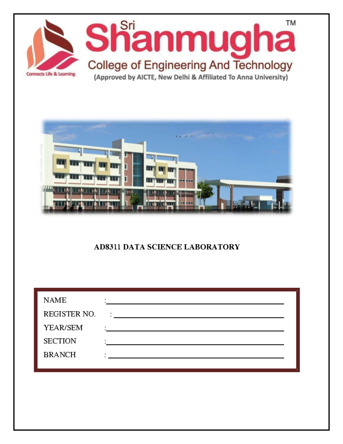 Fundamentals of Data science Lab manual AD8311 DATA SCIENCE