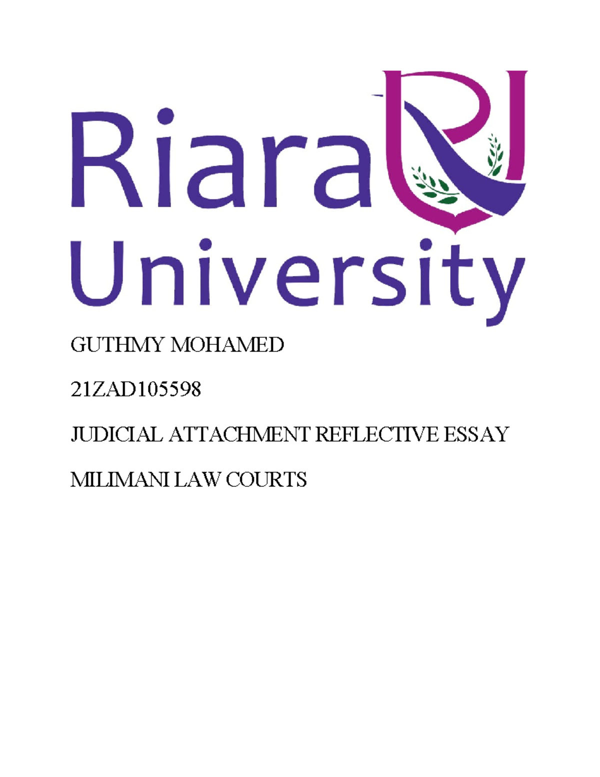 Reflective Report Judicial Attachment GUTHMY MOHAMED 21ZAD JUDICIAL