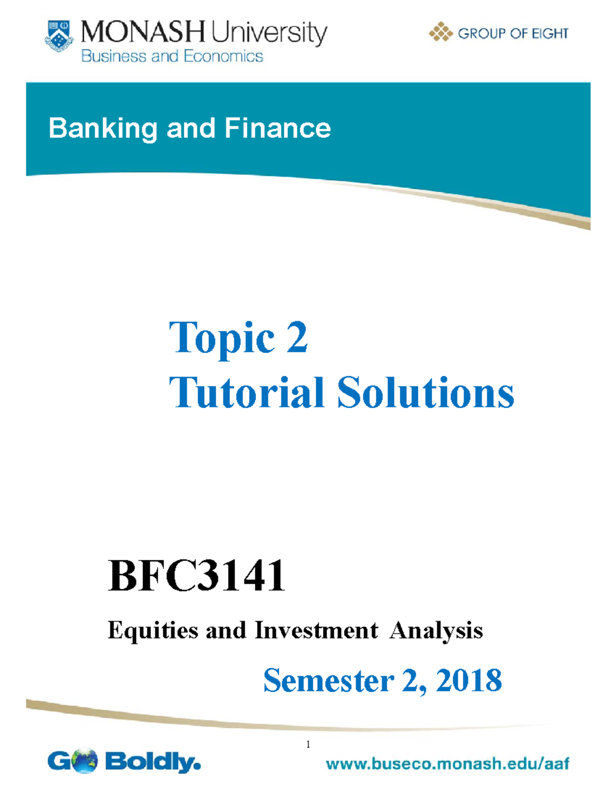 Topic 2 Answers - Banking And Finance Topic 2 Tutorial Solutions BFC ...