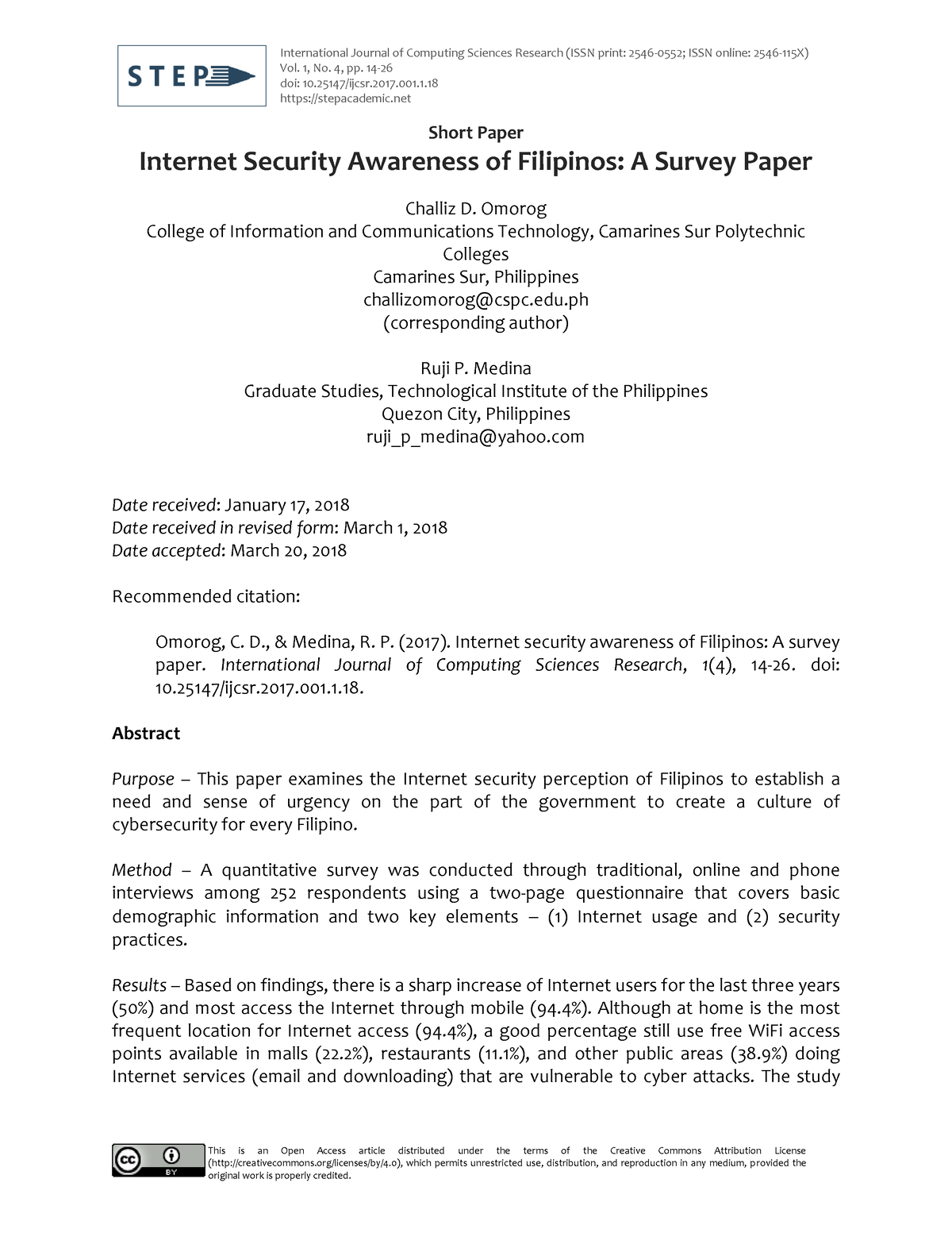 Internet Security Awareness Of Filipinos A Survey - International ...