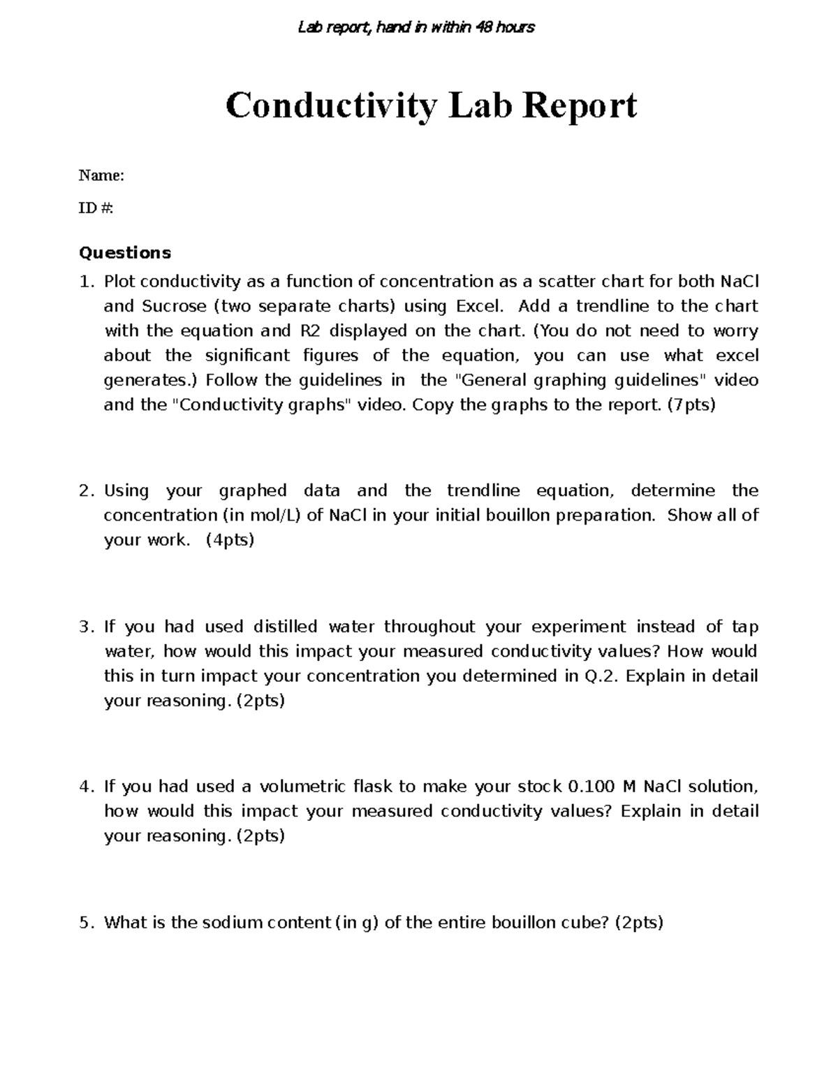 F2023 conductivity lab report Conductivity Lab Report Name ID