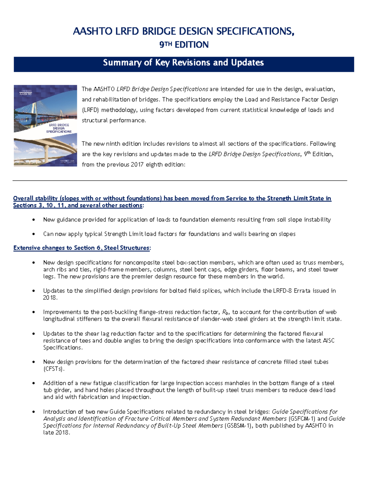 Lrfdbds-9 Changes - Grade: 1 - Civil Engineering - Studocu