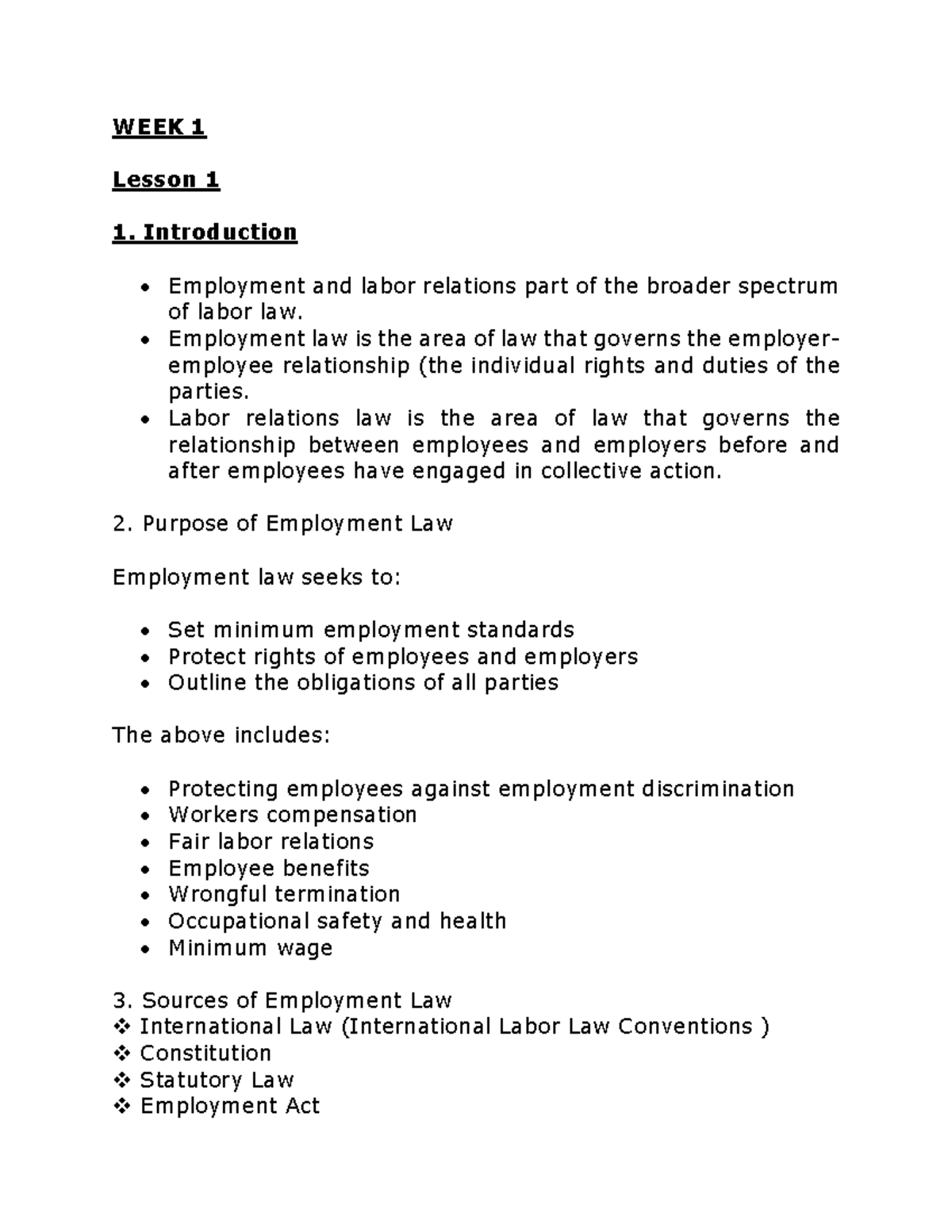 WEEK 1 2023 - intro to employment law sources and historical background ...