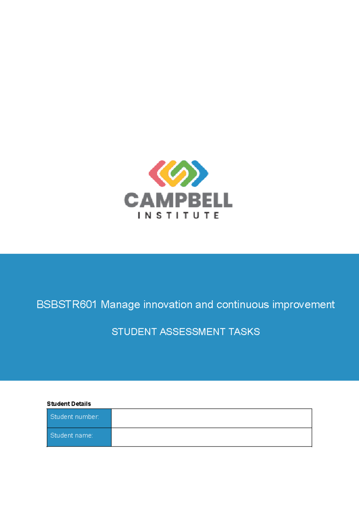 Bsbstr 601 Student Assessment Tasks v1.2 May 2024 ee0516202 b3b65096 ...