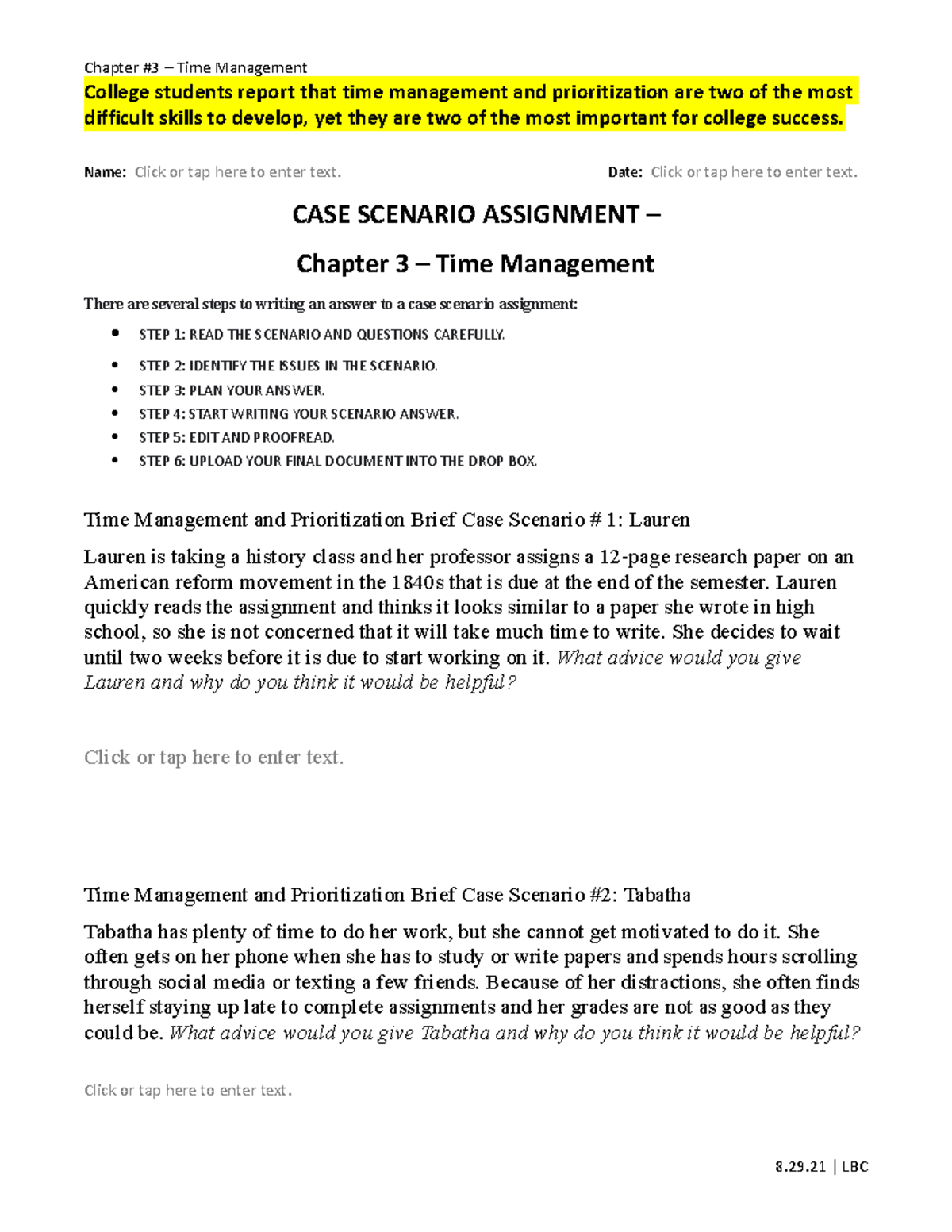 assignment chapter 02 case study making the time