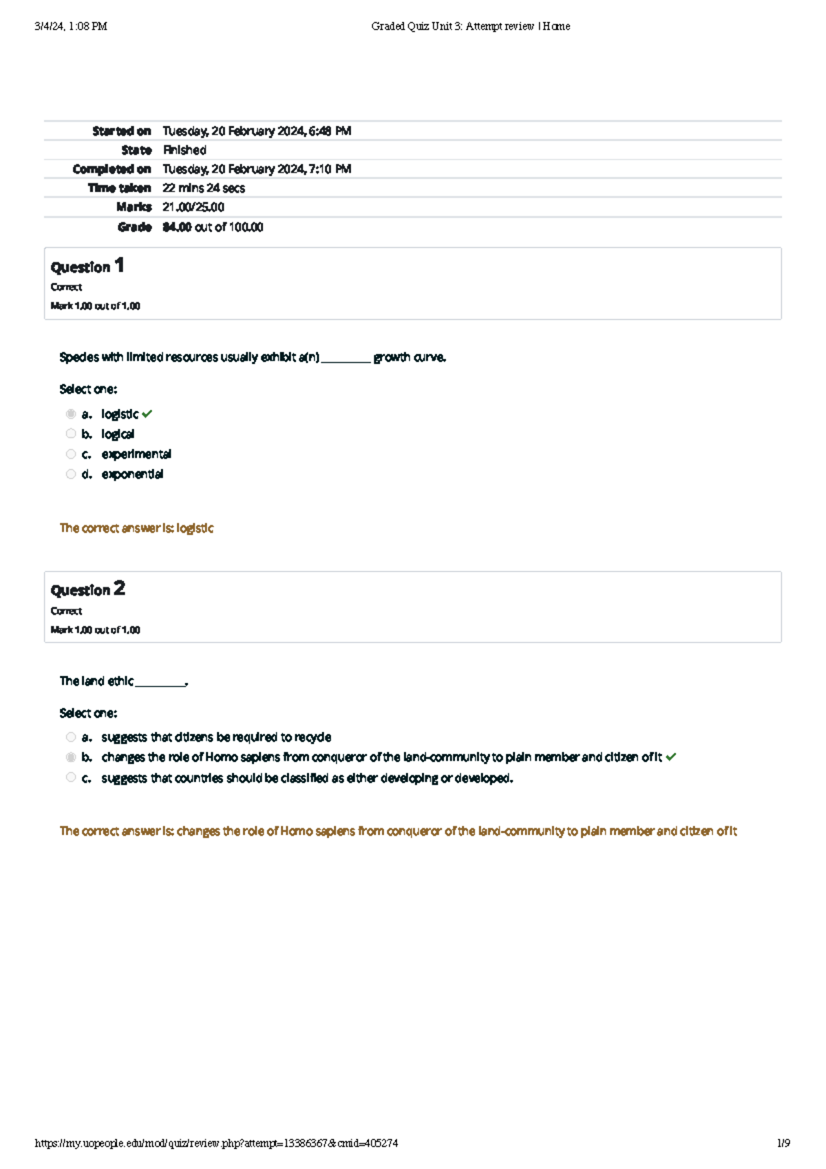 Graded Quiz Unit 3 Attempt review Home - Started on Tuesday, 20 ...