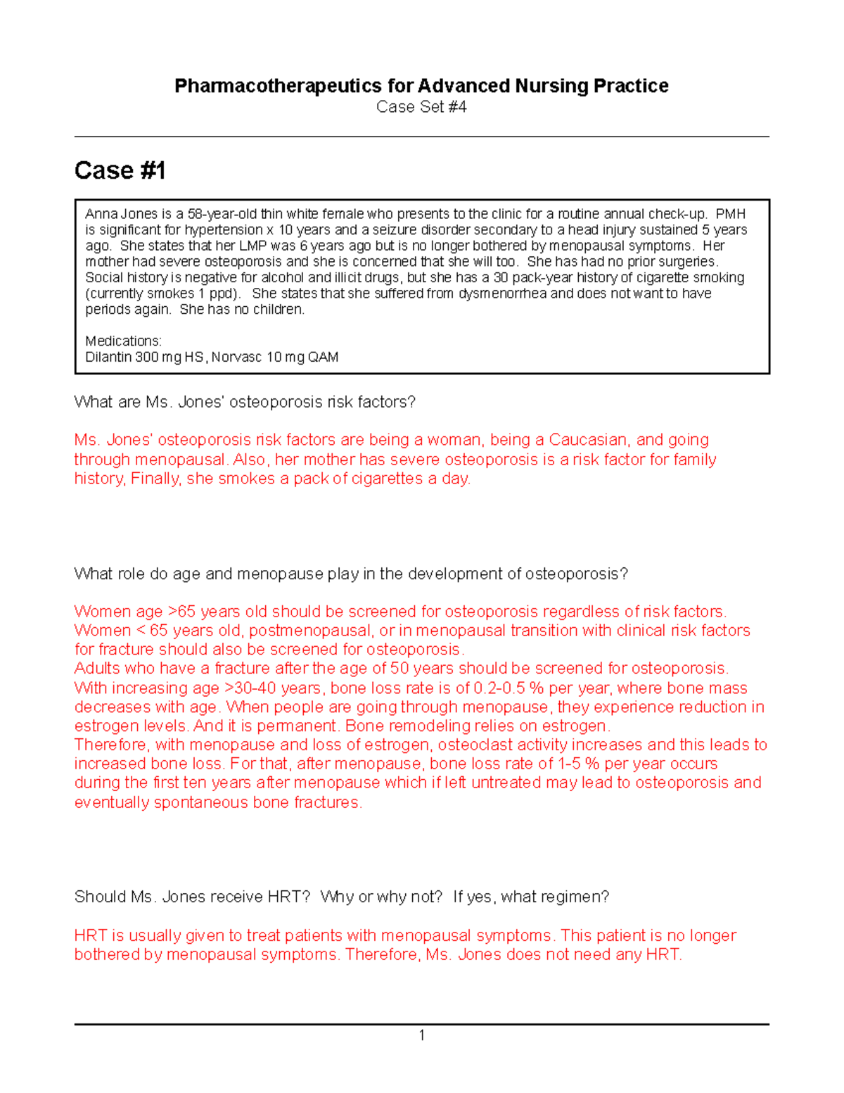 case study answers for pharmacotherapeutics for advanced practice