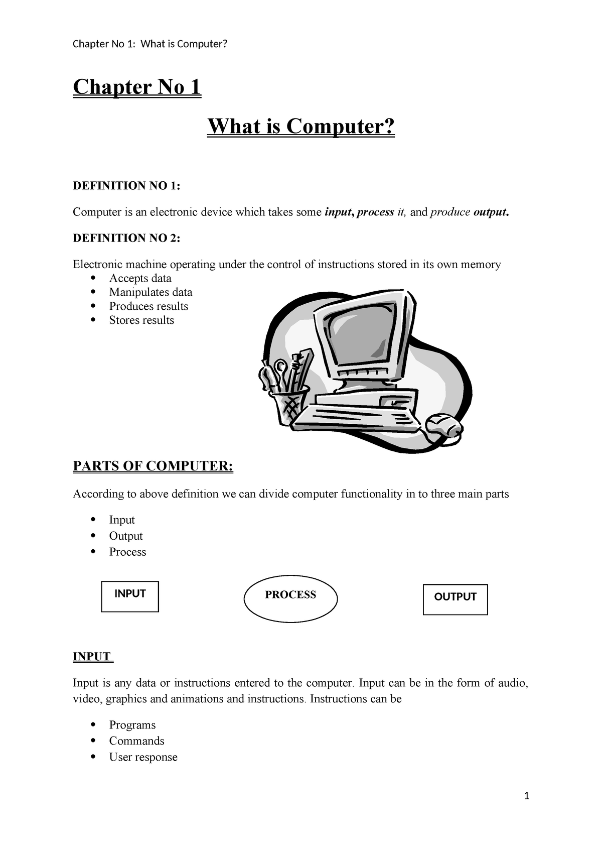 Ch no 1 - Biology Ch no 1 - Chapter No 1 What is Computer? DEFINITION ...