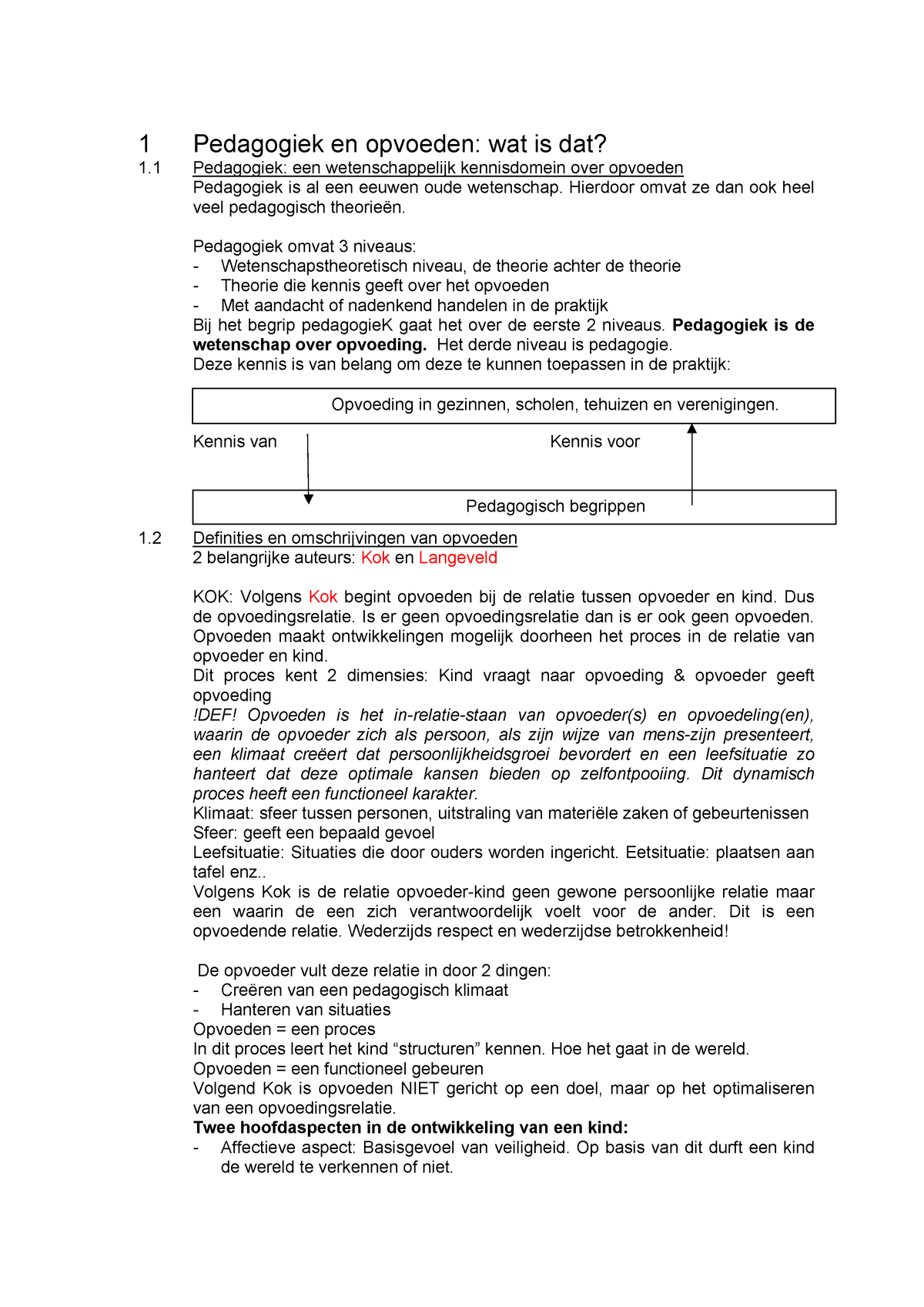 Ped Samenvatting - 1 Pedagogiek En Opvoeden: Wat Is Dat? 1 Pedagogiek ...