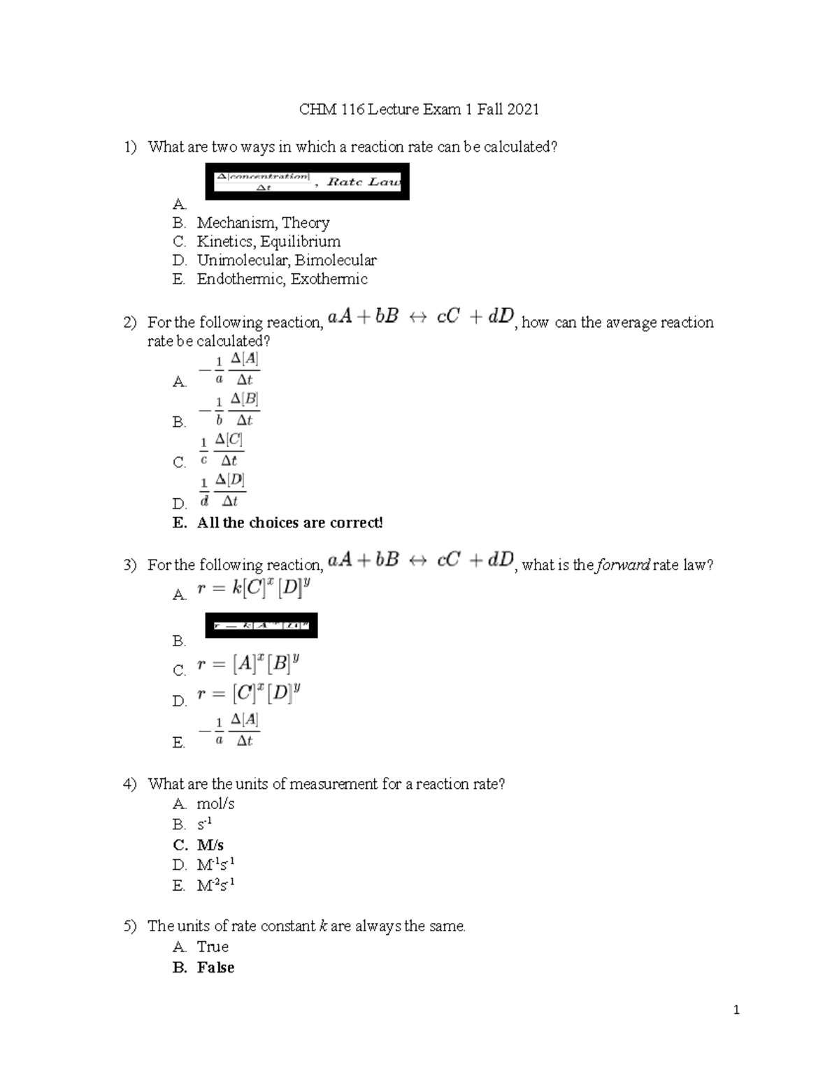 CHM+116+Lecture+Exam+1+Fall+2021 KEY - CHM 116 Lecture Exam 1 Fall 2021 ...