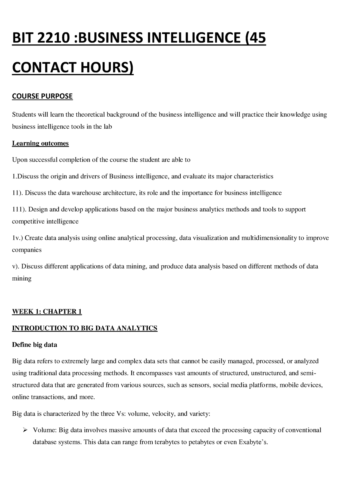 1 Bit 2210 Pdf Notes 555 Bit 2210 Business Intelligence Contact