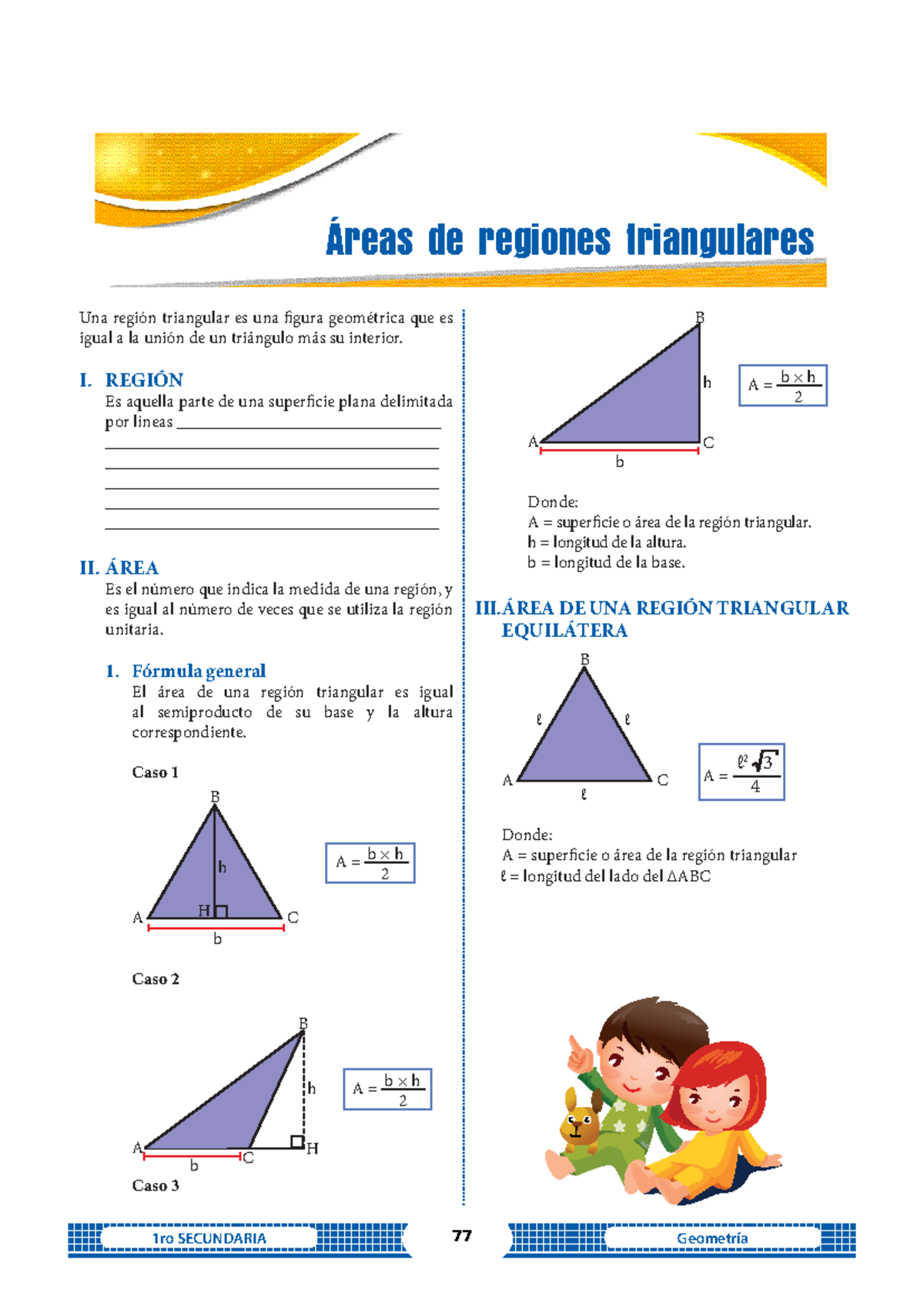 20 Areas de Regiones Triangulares - 1ro SECUNDARIA 77 Geometría Una ...