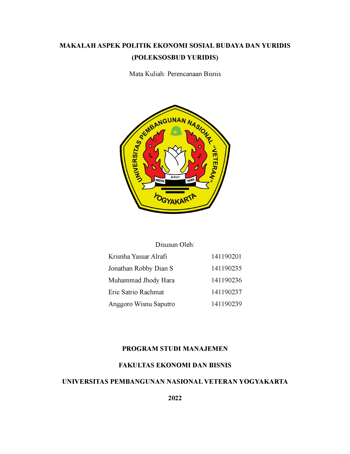 Makalah Kelompok 5 Perencanaan Bisnis - MAKALAH ASPEK POLITIK EKONOMI ...