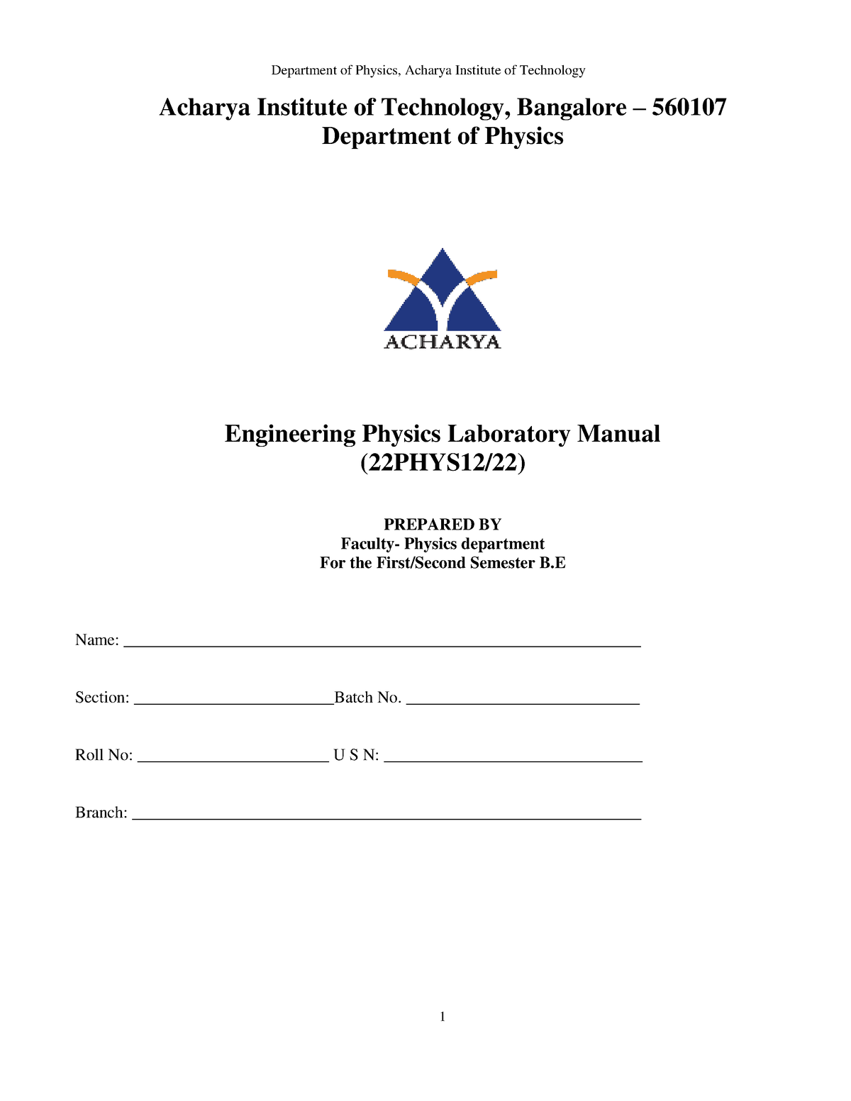 Physics LAB Manual - Acharya Institute Of Technology, Bangalore ...