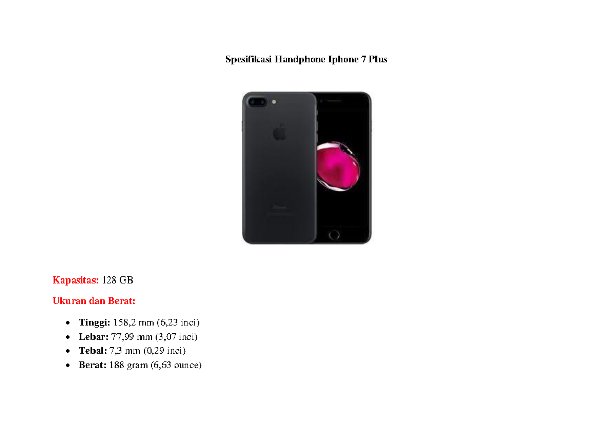 Hape - Spesification Handphone - Spesifikasi Handphone Iphone 7 Plus ...