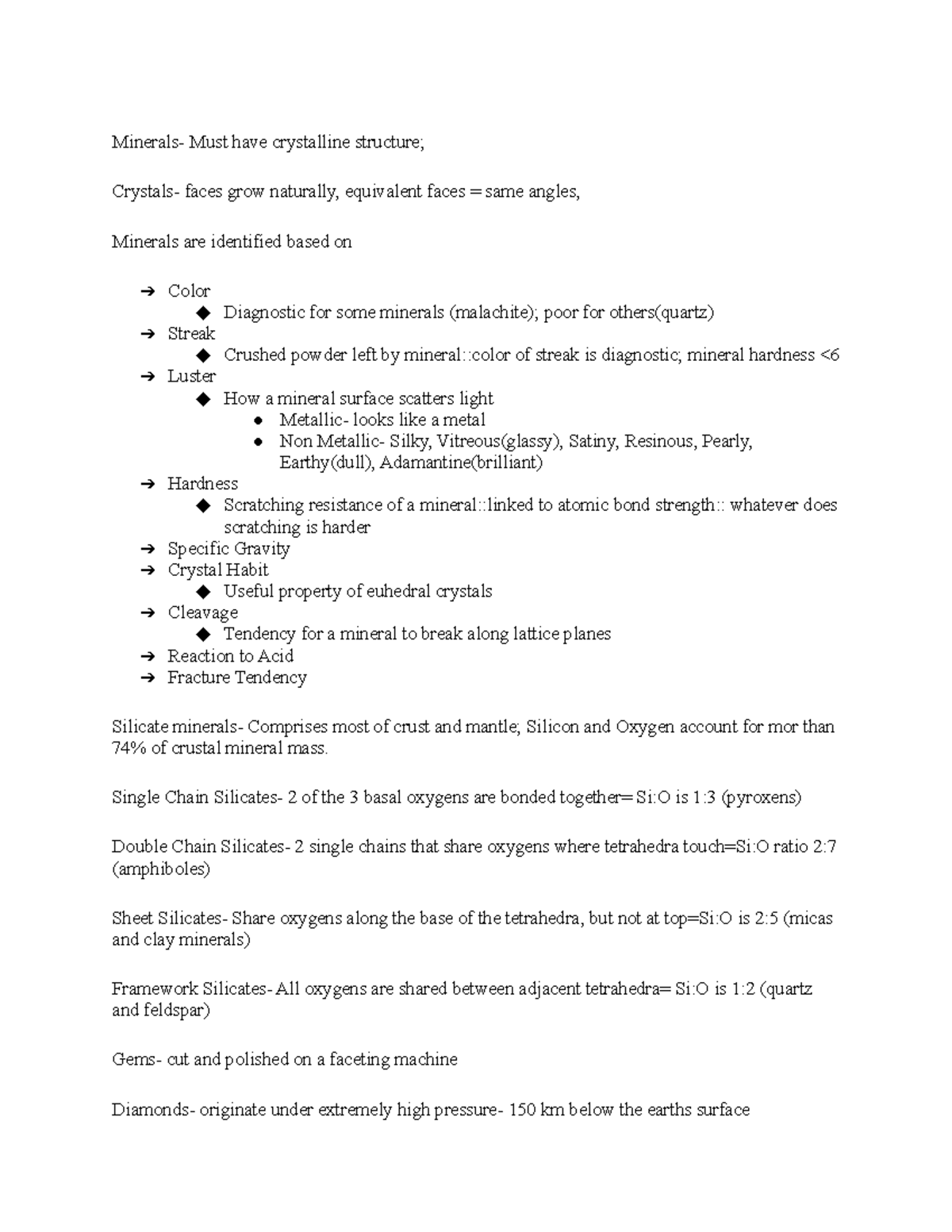 GEOL Exam 2 - Very Good - Minerals- Must Have Crystalline Structure ...