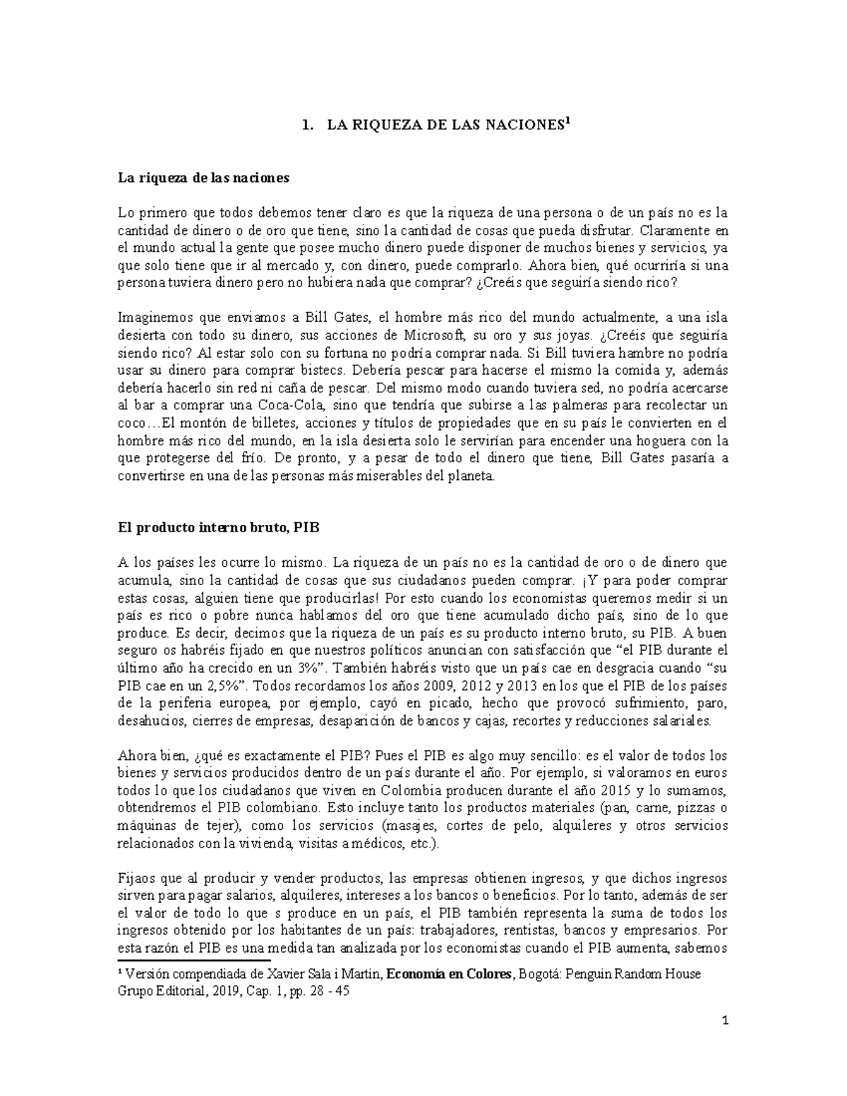 PRN1 Sala i Martun 1 La riqueza de las naciones - 1. LA RIQUEZA DE LAS ...