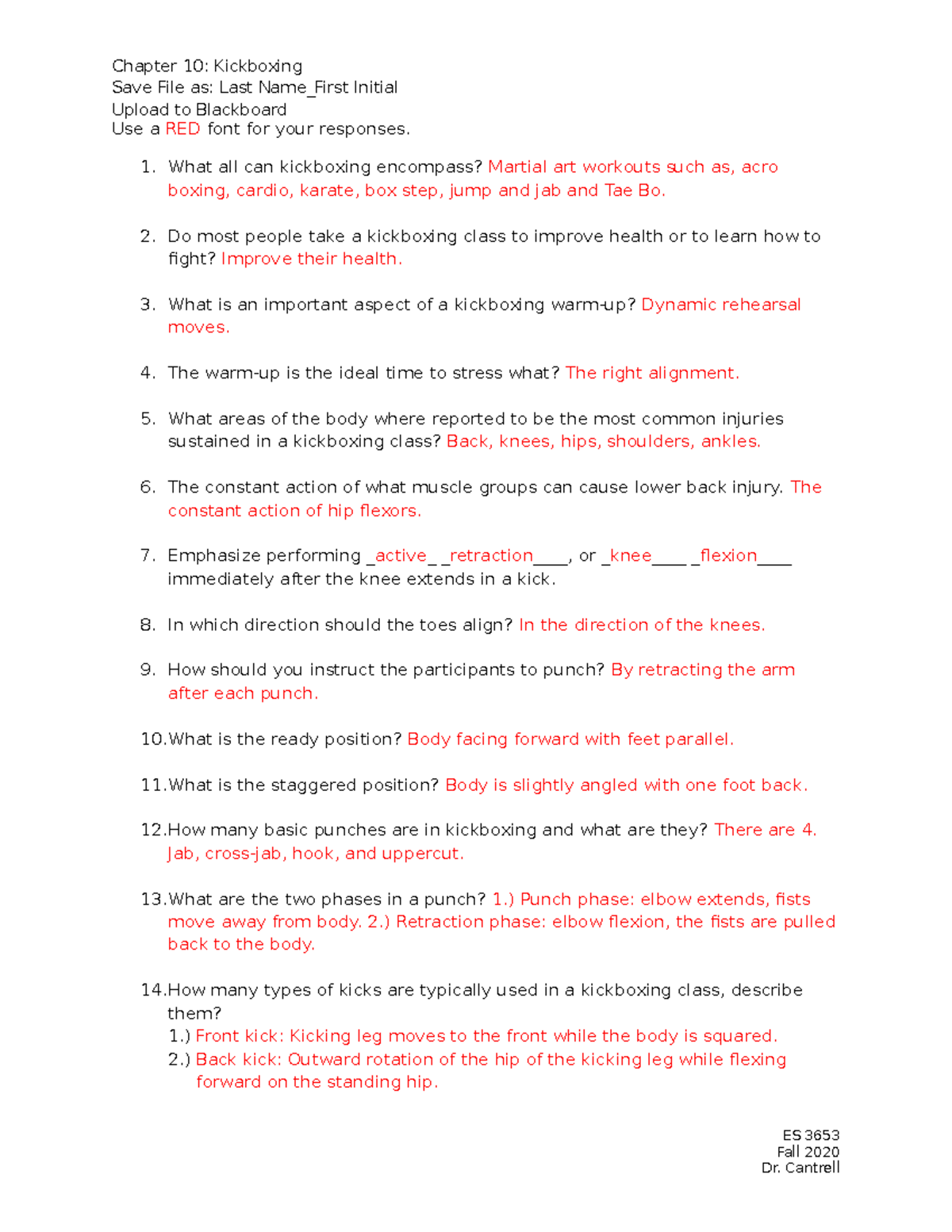 Chapter 10 Notes - Chapter 10: Kickboxing Save File as: Last Name_First ...