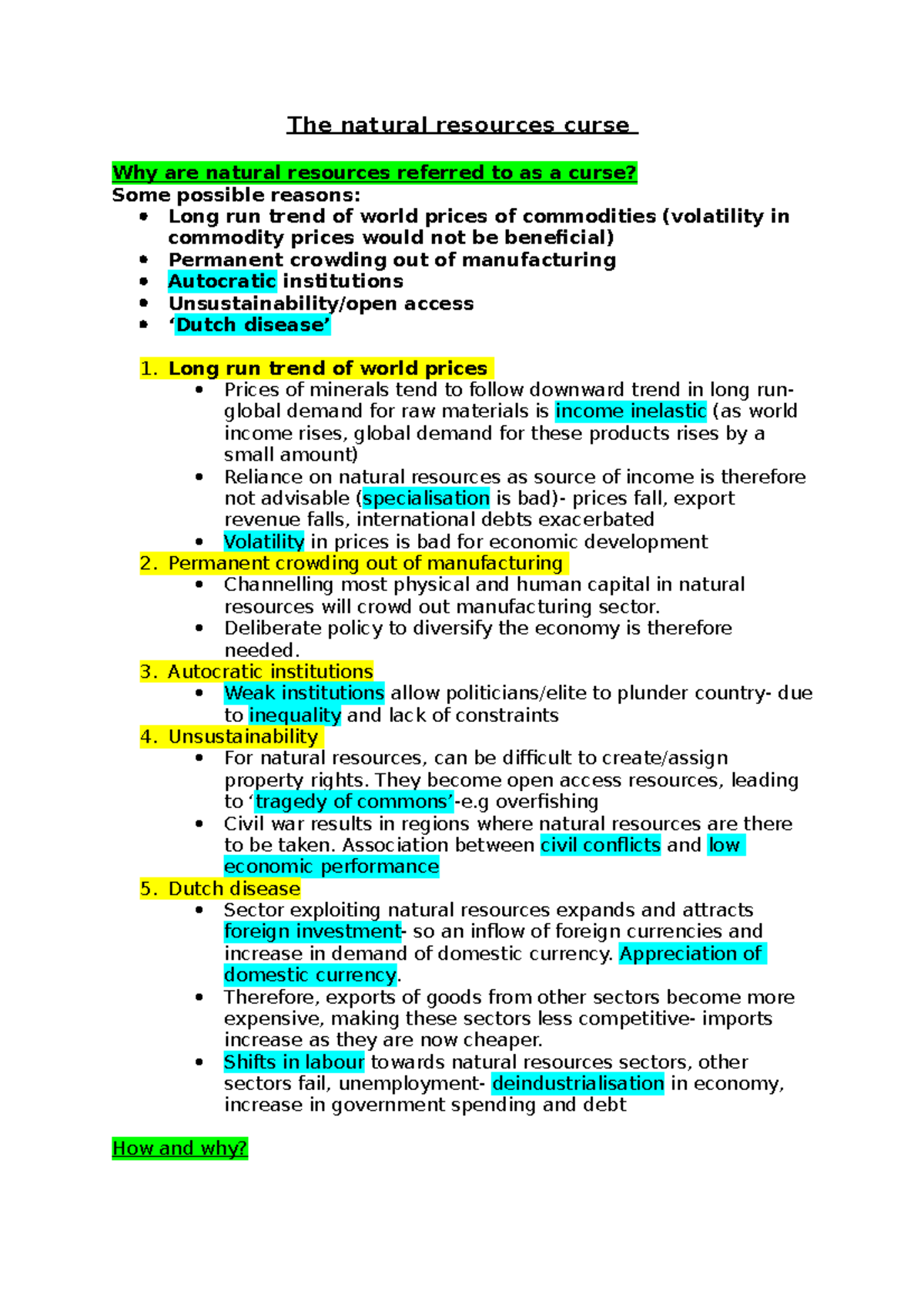 Natural resources curse lecture 5 notes The natural resources curse
