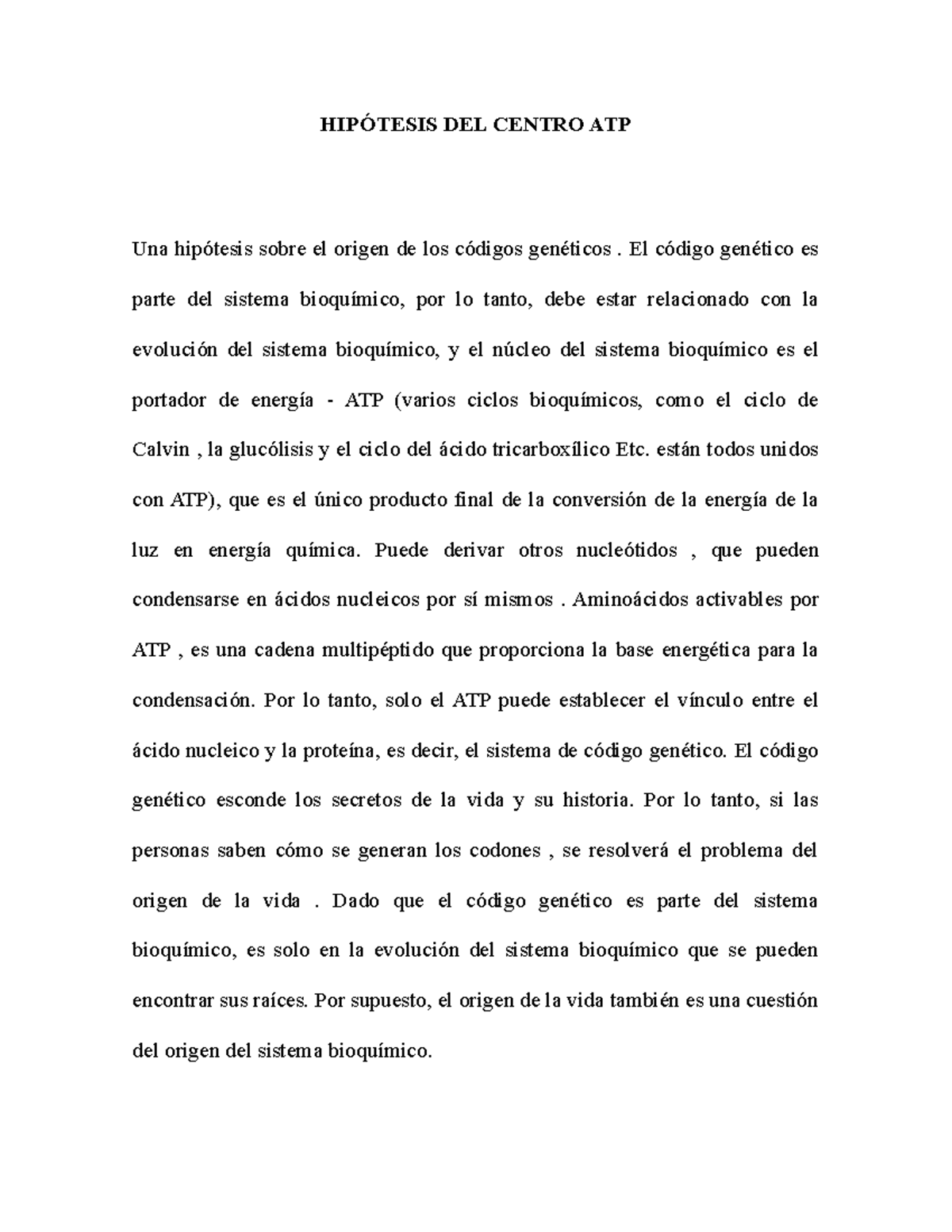 Hipótesis DEL Centro ATP - HIPÓTESIS DEL CENTRO ATP Una hipótesis sobre ...