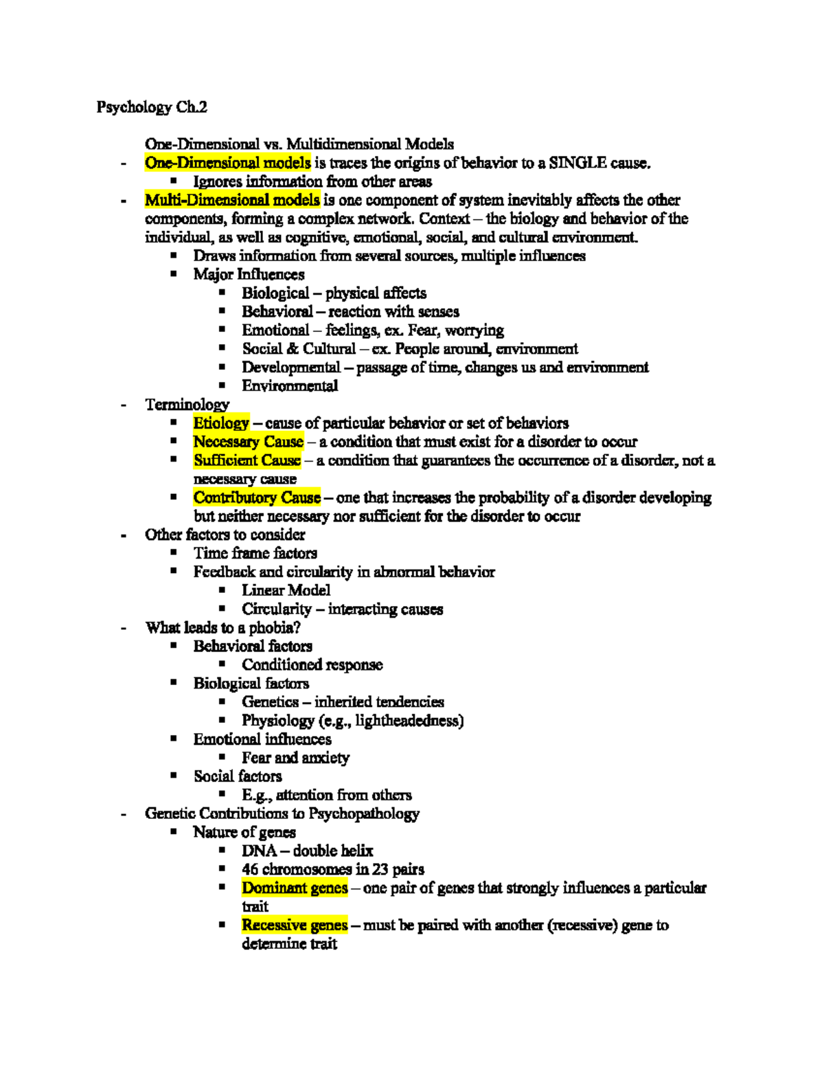 Abnormal Psychology Lecture Notes pg1 - PSY 302 - Studocu