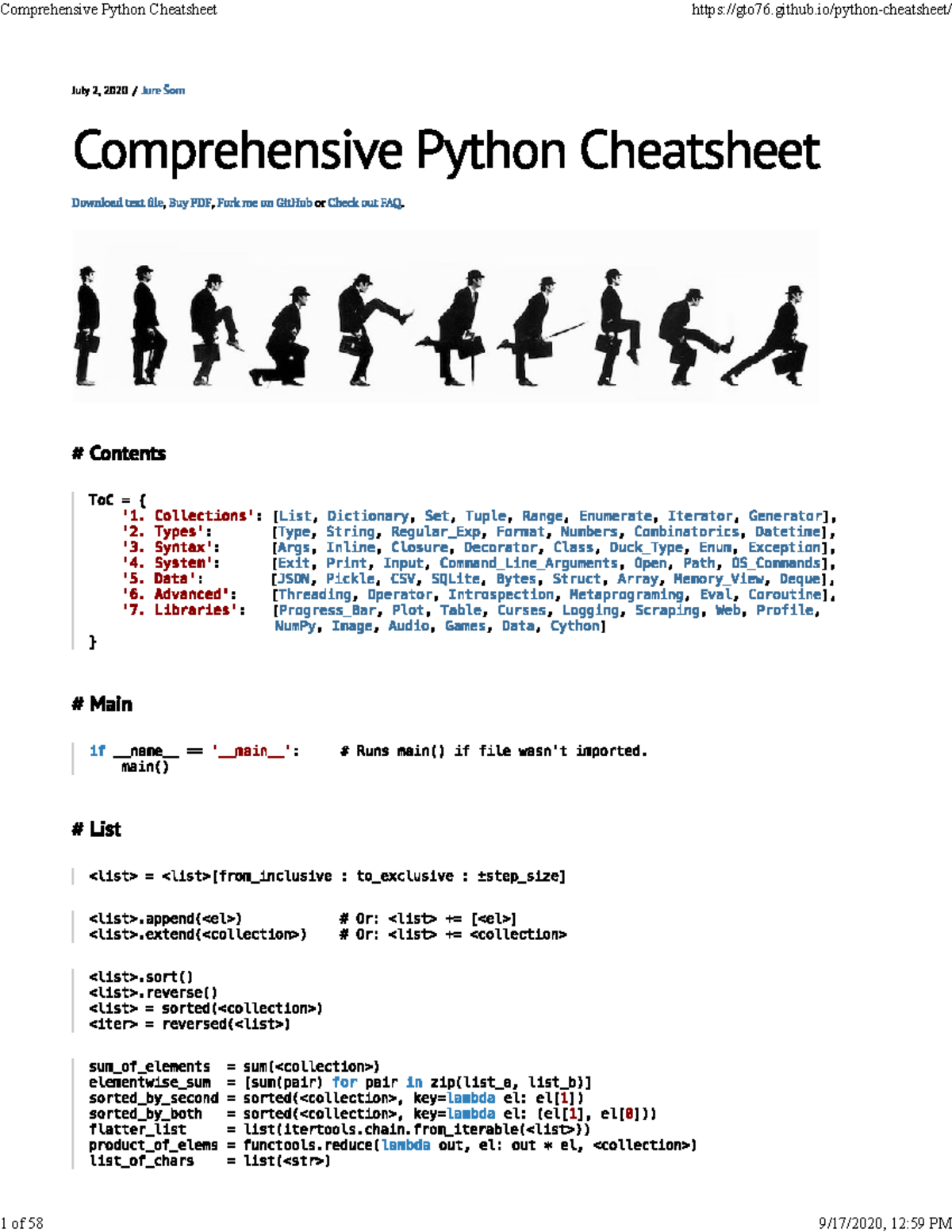 Comprehensive python cheat sheet - Artificial intelligence - Studocu