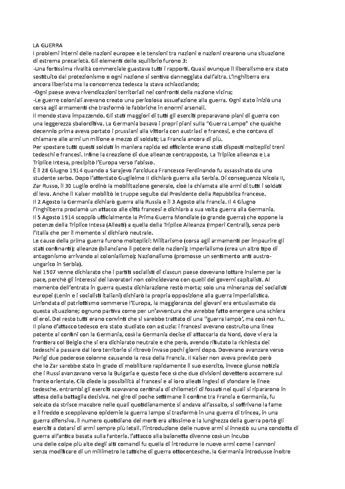 LA Guerra - LA GUERRA I problemi interni delle nazioni europee e le ...