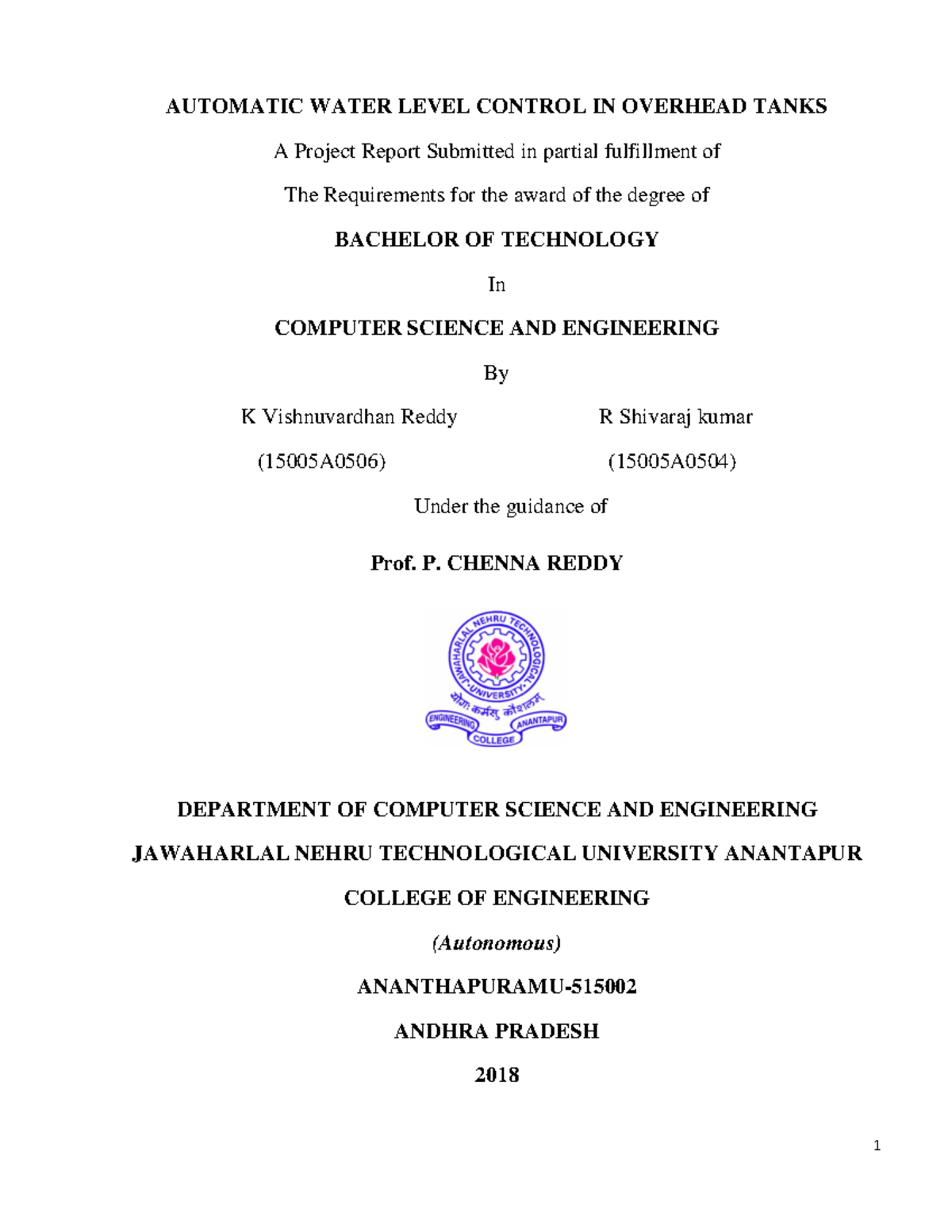 Automatic Water Level Control IN Overhea AUTOMATIC WATER LEVEL