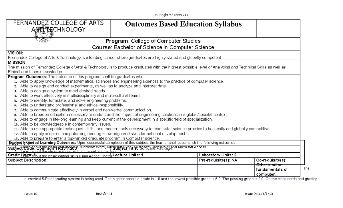 software-package-syllabus-the-numerical-5-point-grading-system-is-being-used-the-highest