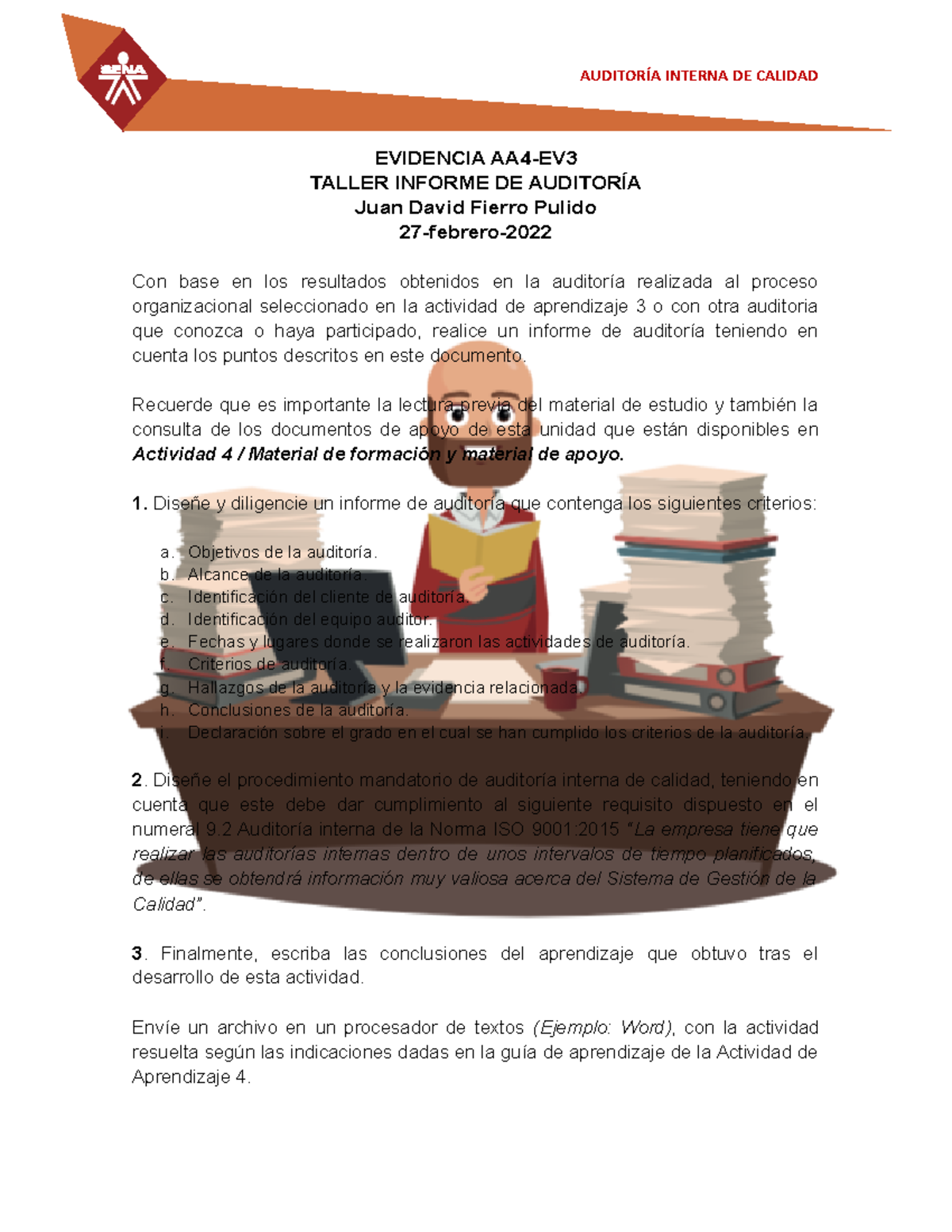 Formato Evidencia AA4 Ev3 Taller Informe De Auditoria - EVIDENCIA AA4 ...