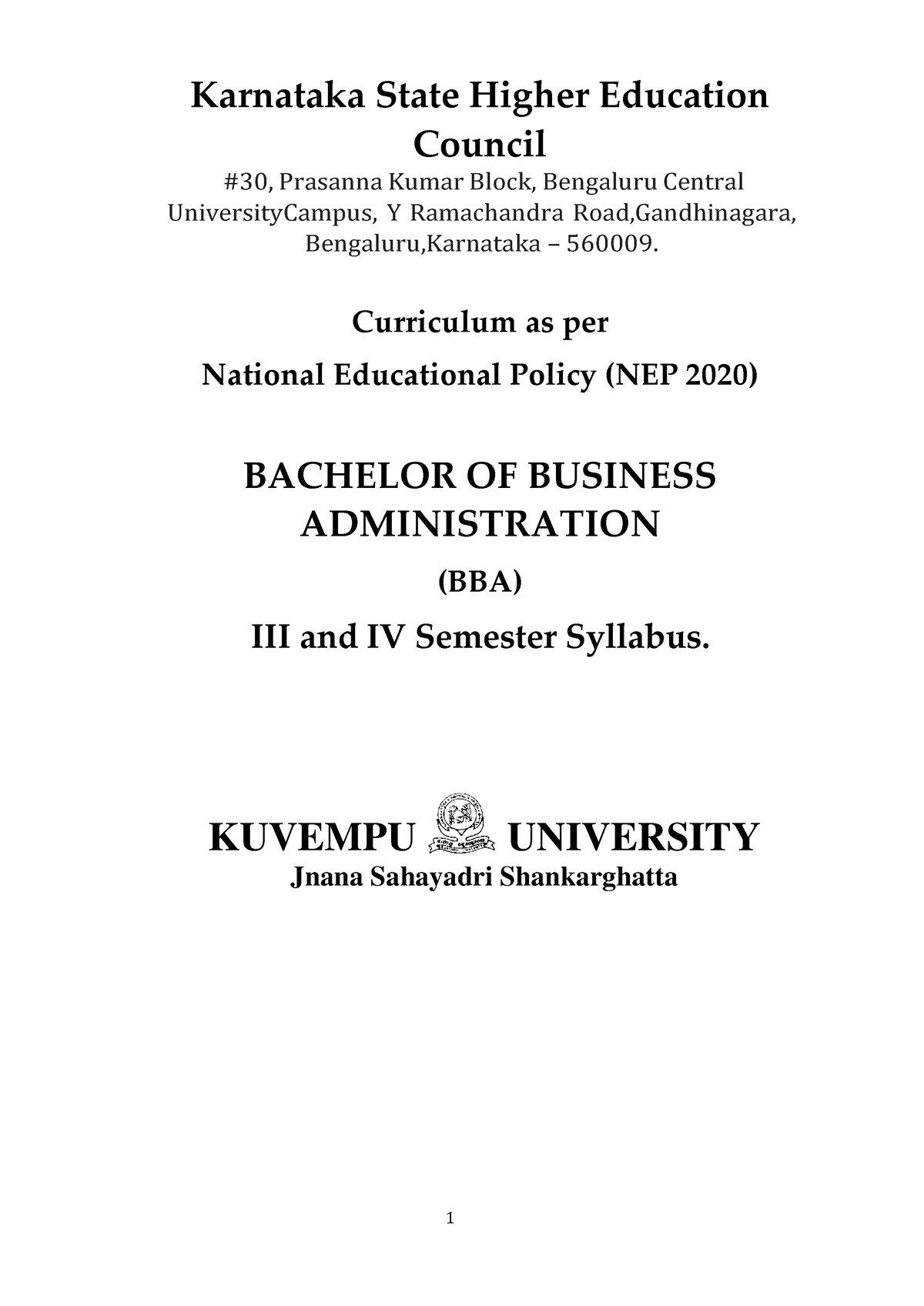 BBA III and IV semester NEP-2022-23 - 1 Karnataka State Higher ...