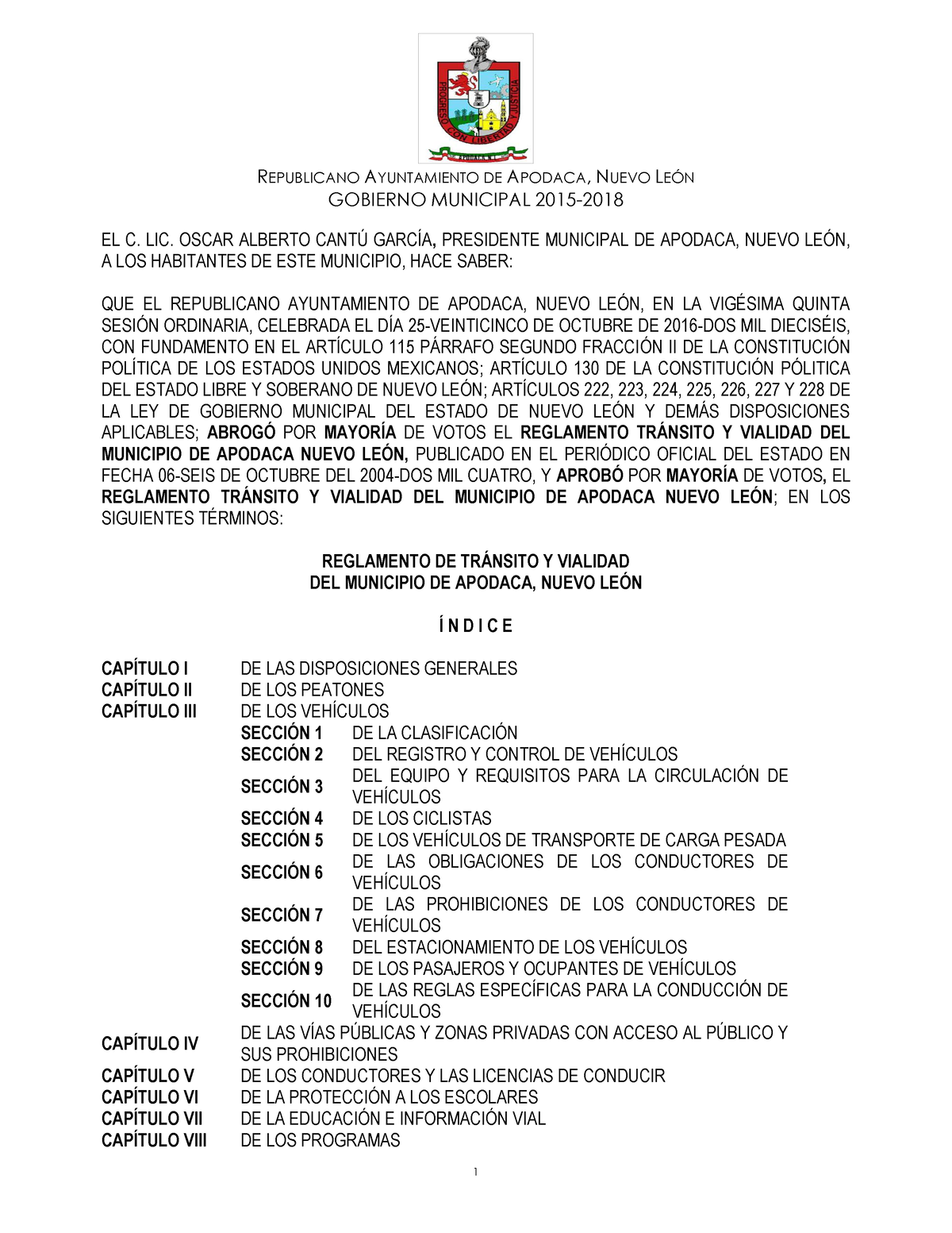 32 Reglamento DE Transito Y Vialidad DEL Municipio DE Apodaca NL