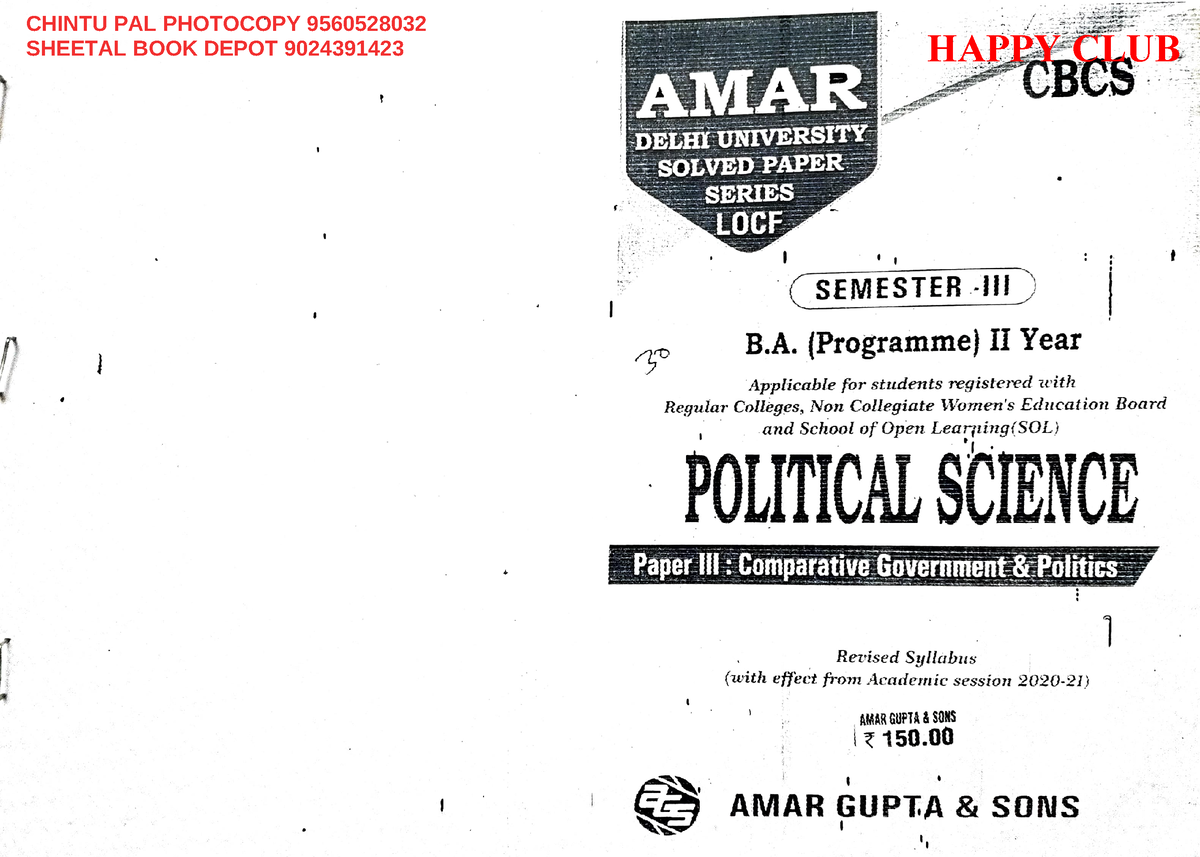 BA Prog Political Science Sem 3 - B.a Programme - Studocu