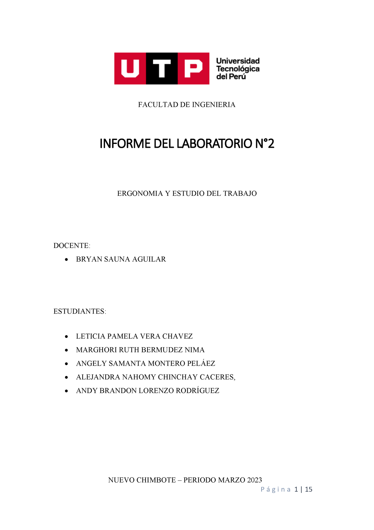 Informe De Laboratorio 2 Ergonomia Grupo 4 - FACULTAD DE INGENIERIA ...