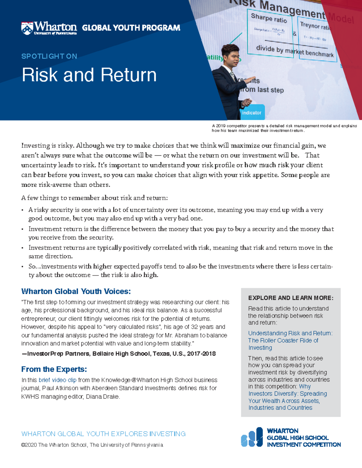 Iii. Risk-Return - Risk-Return Wharton Investing Competition ...