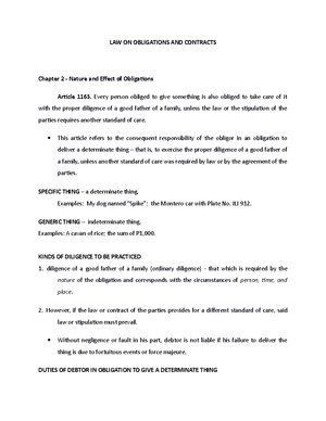 LAW ON Obligations AND Contracts Lecture Notes 4 - LAW ON OBLIGATIONS ...