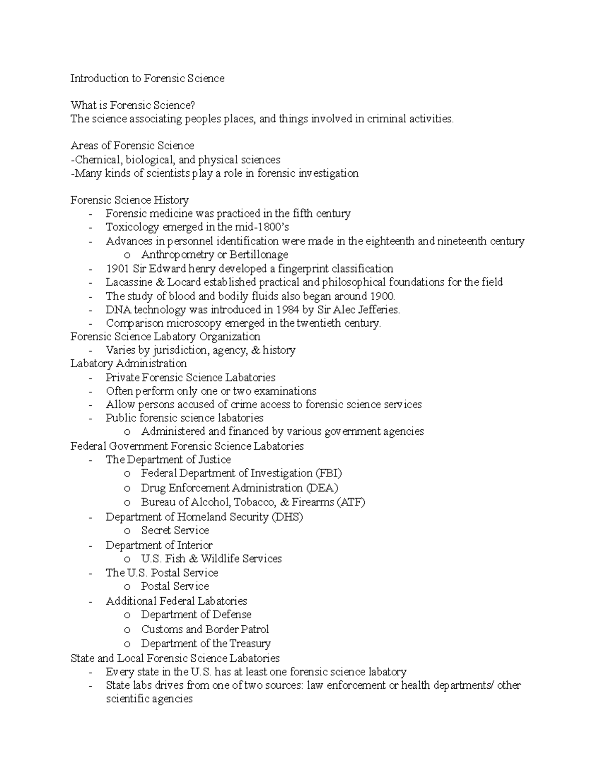 Forensic Science - Lecture Notes - Introduction to Forensic Science ...