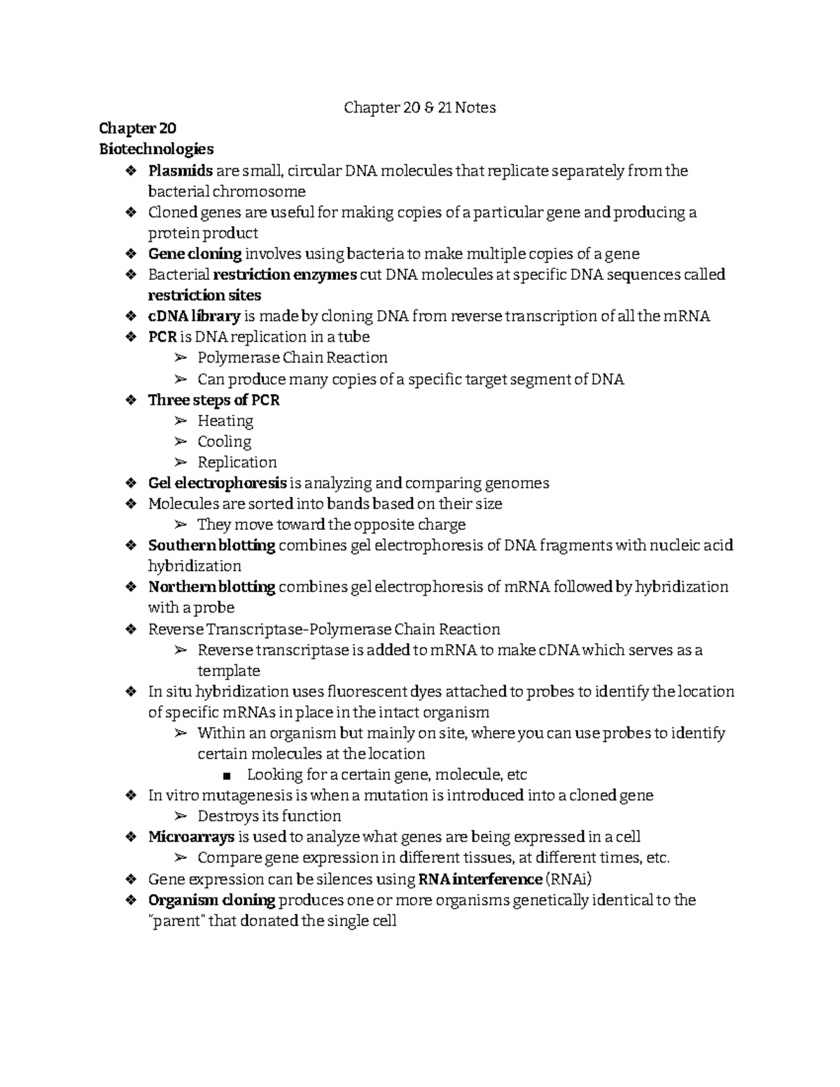 Ap biology chapter 20 and 21 notes Chapter 20 & 21 Notes Chapter 20