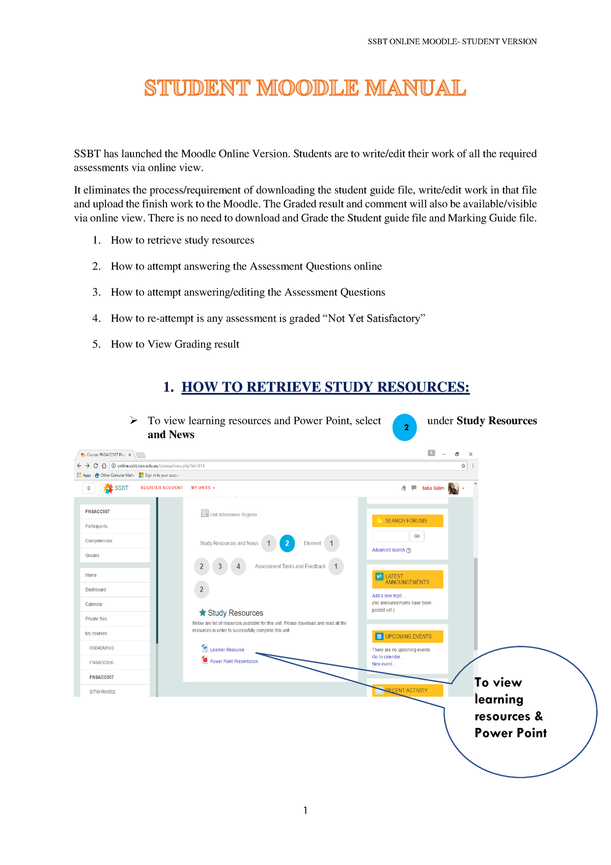 Moodle Student Manual - Online Assessment ver 2 - SSBT has launched the ...