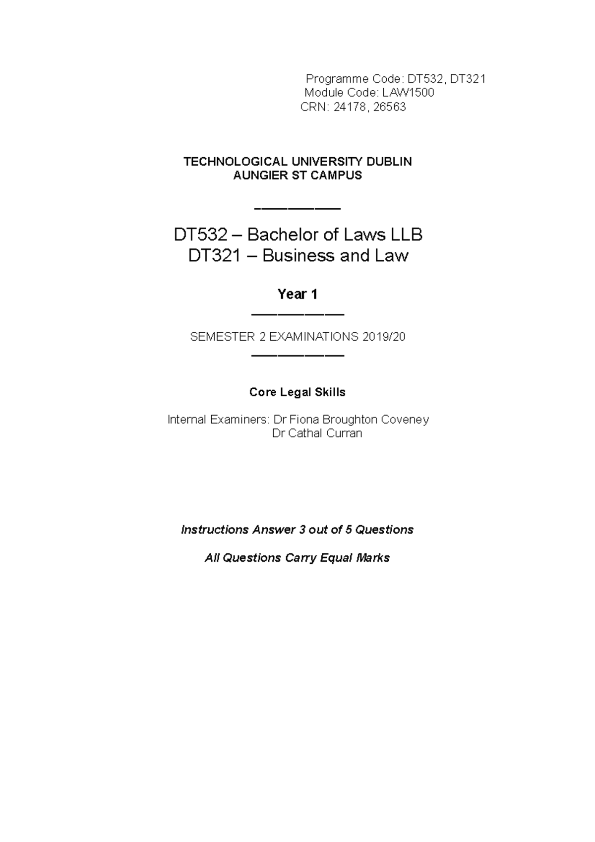 Core Legal Skills Summer Exam 20192020 Administrative Law Trinity College Dublin Studocu