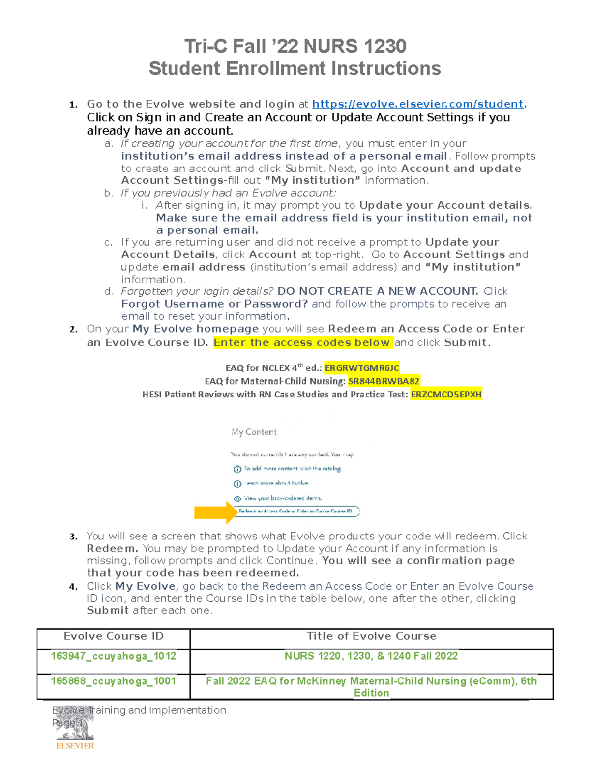 TriC Fall ’22 1230 Session B Student Enrollment Instructions TriC